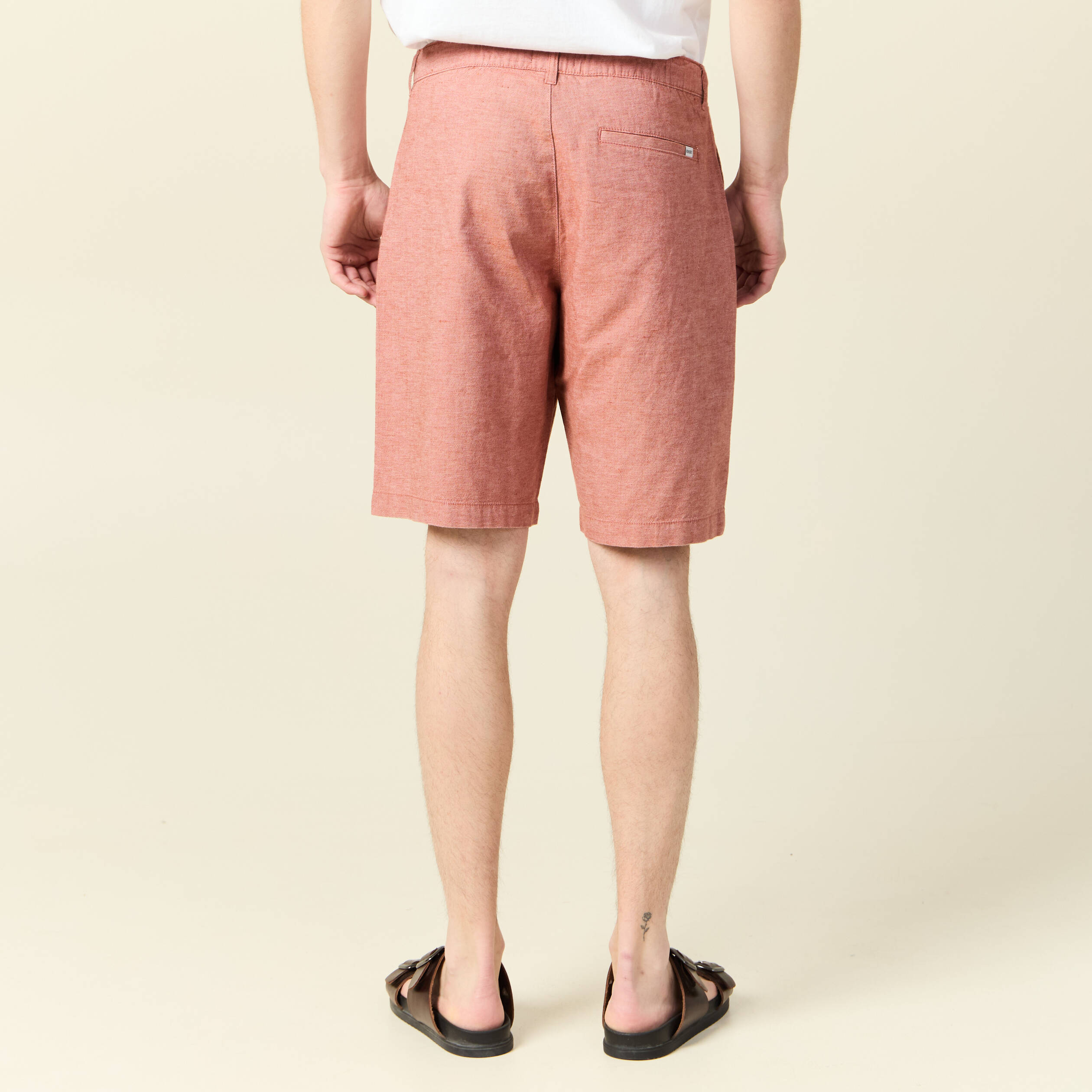 Bermuda droit marron cognac homme