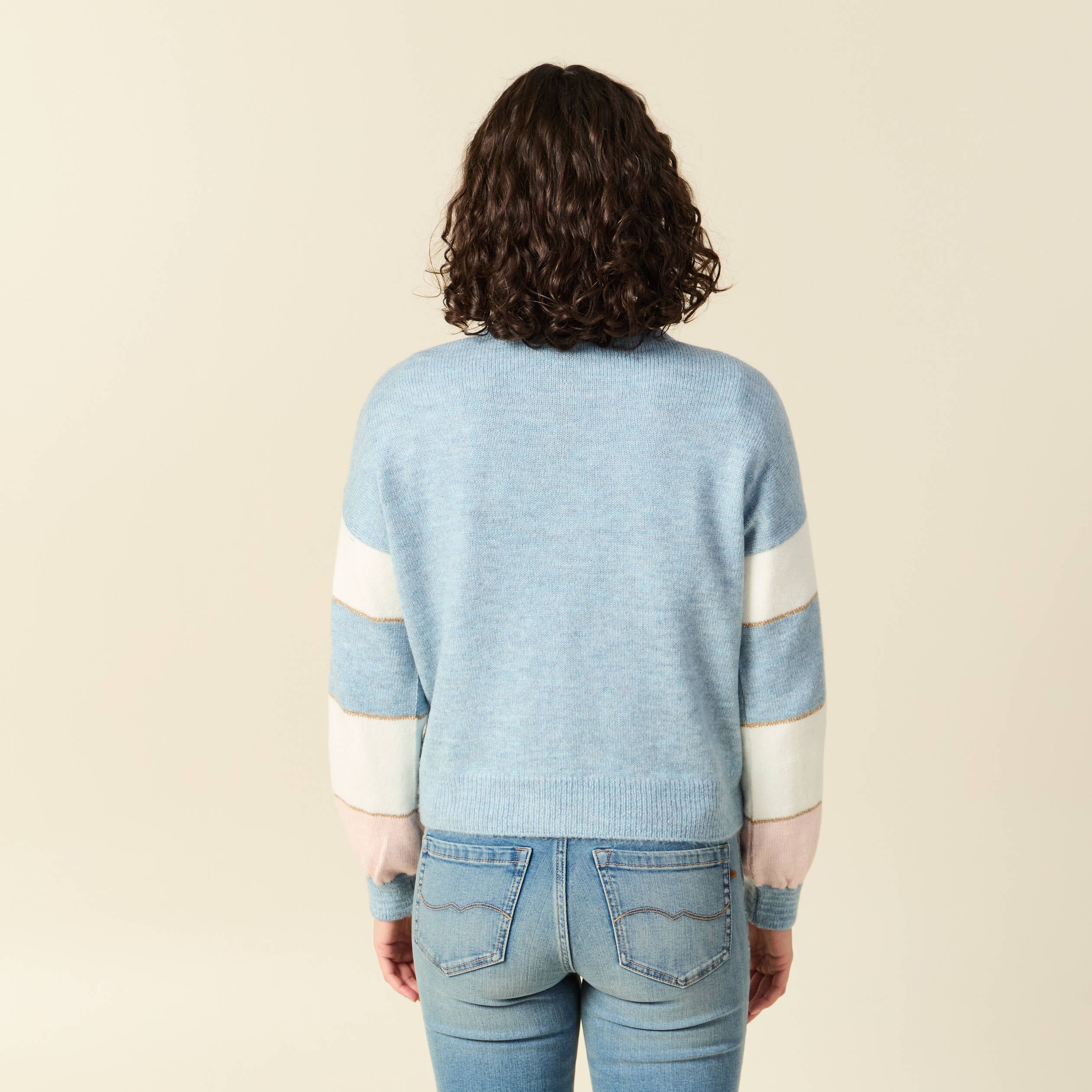 Pull col rond manches longues mauve femme