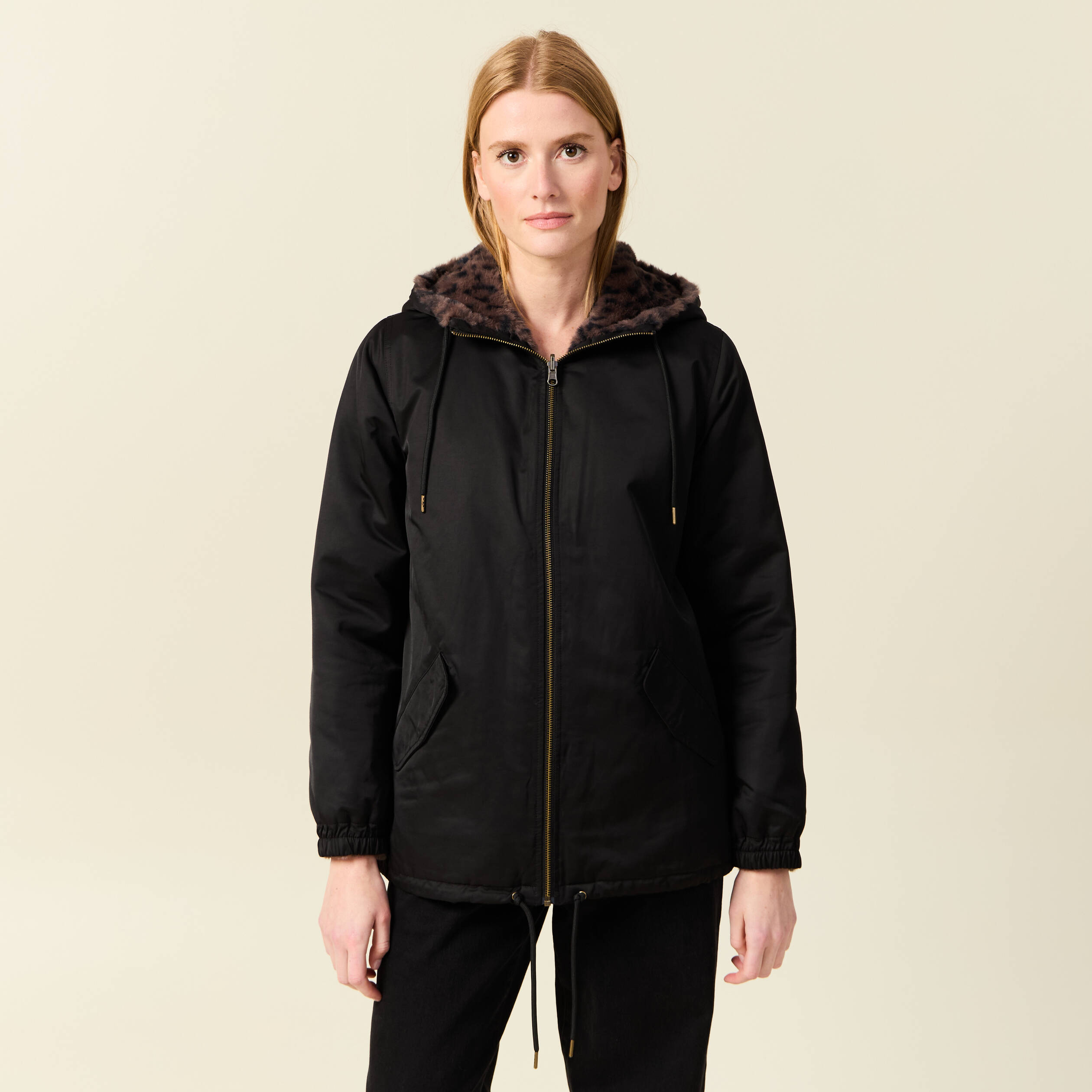 Parka r&eacute;versible noir femme