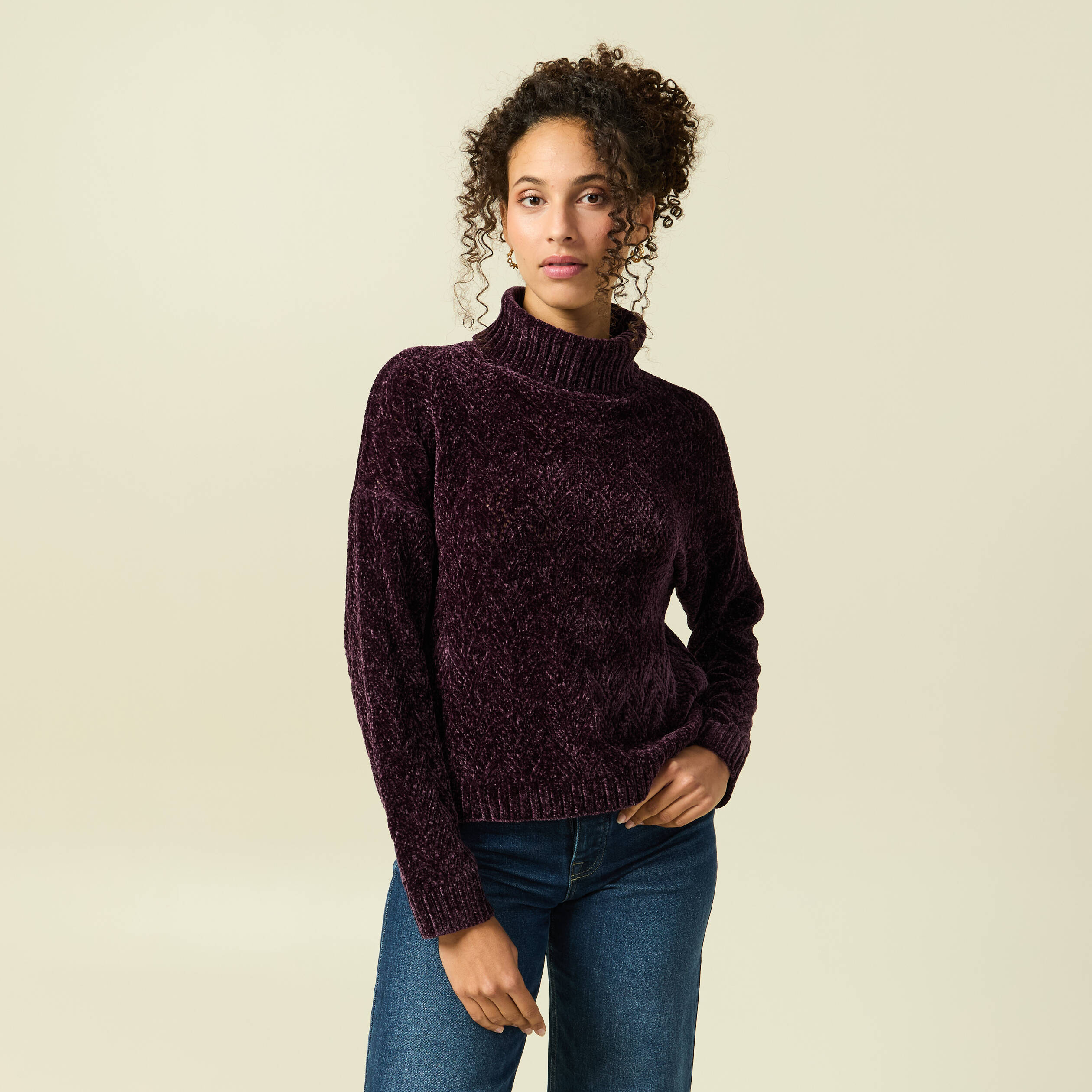 Pull Femme Col Roulé Moulant Manches Longues - Modèle R8906 - Matière Synthétique - Neuf Avec étiquettes