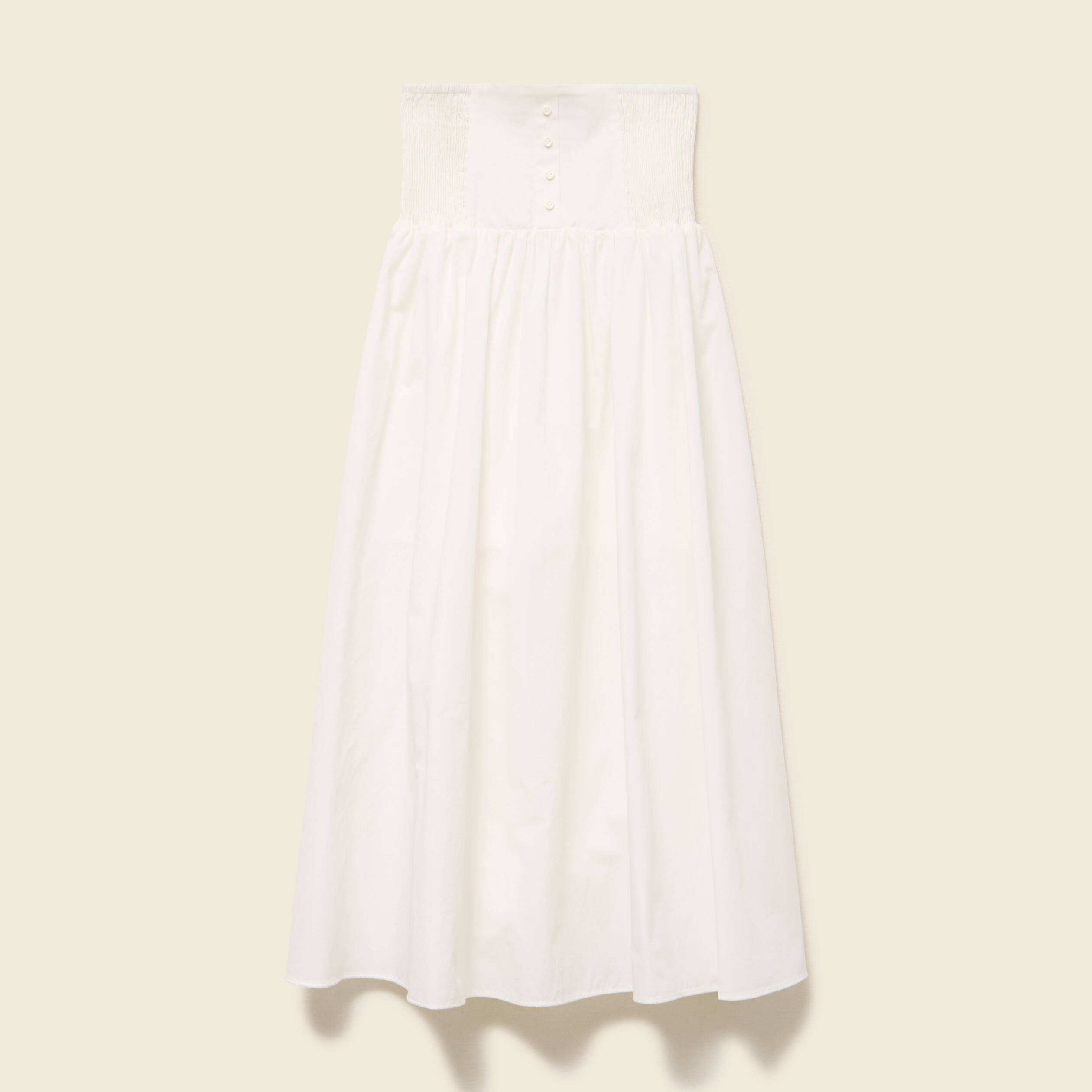 Jupe longue &eacute;vas&eacute;e en coton ecru femme