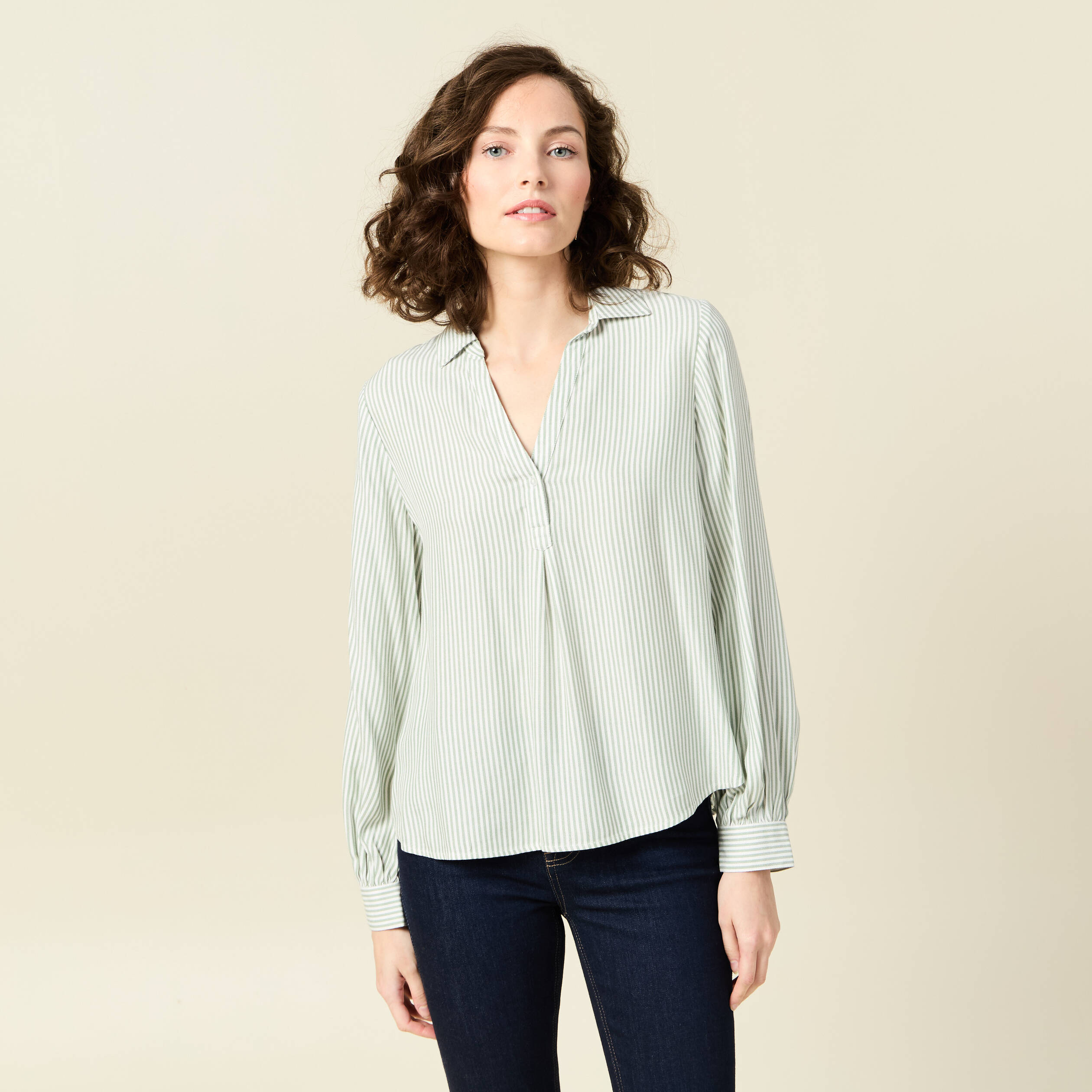 blouse manches longues vert olive femme Blouse manches longues vert olive femme