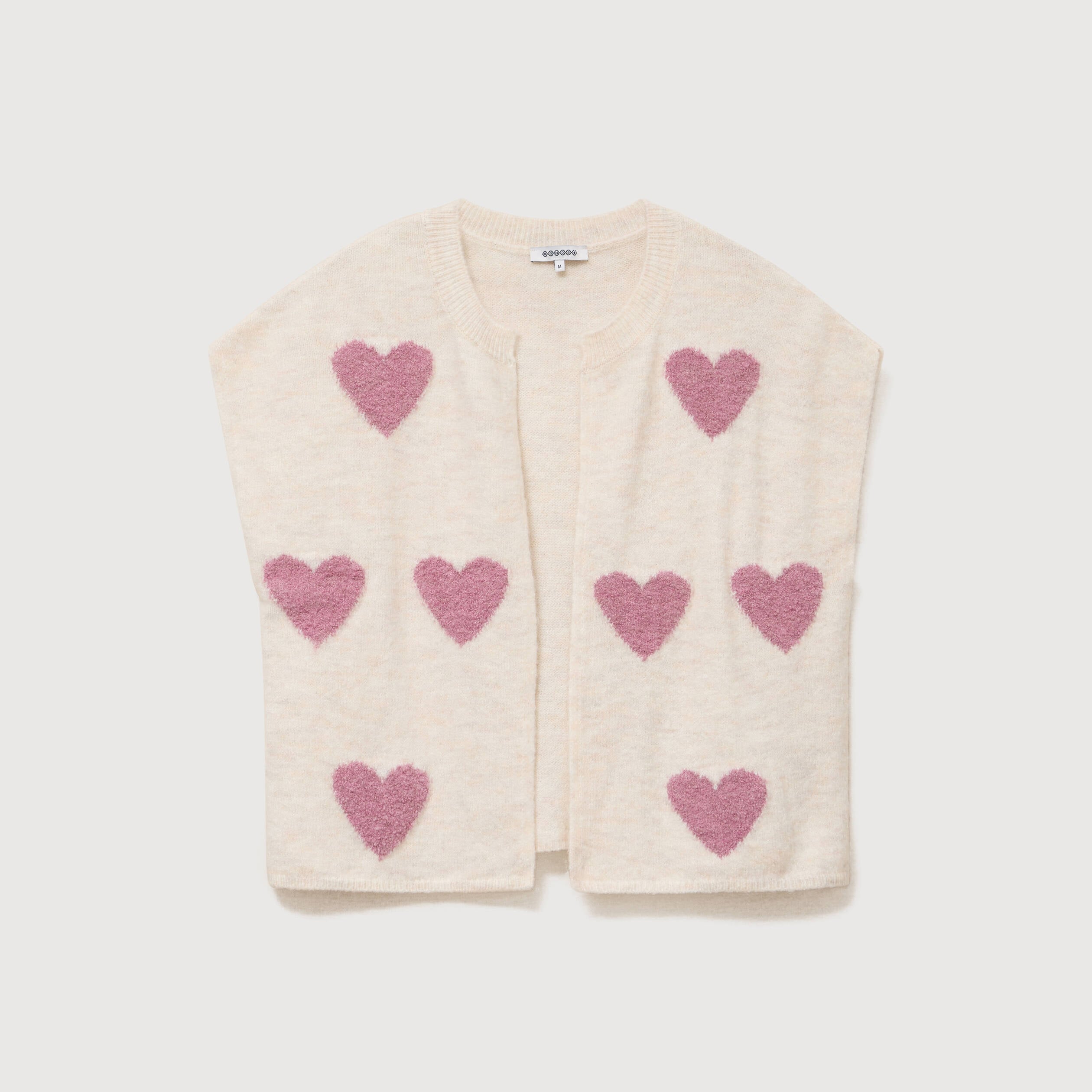 Gilet droit sans manches col rond creme femme