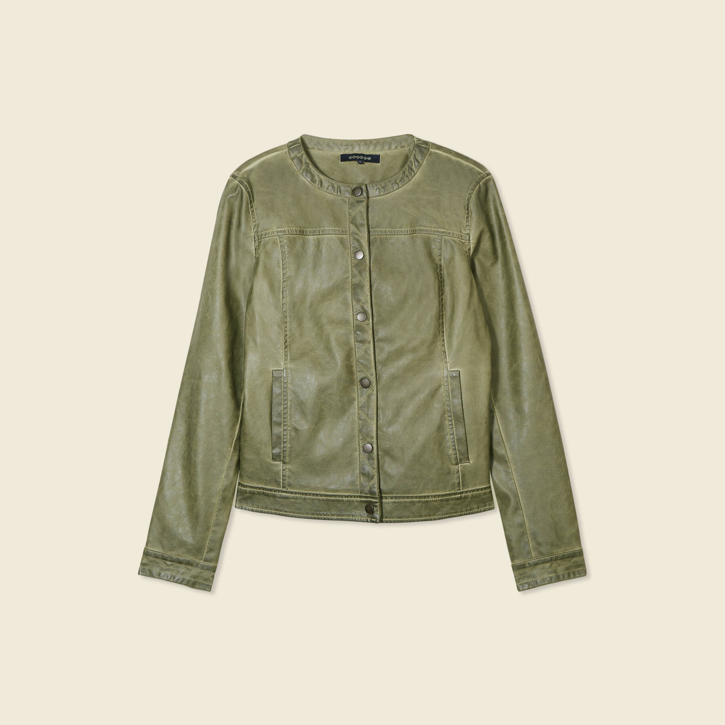 blouson simili cuir vert kaki femme Blouson simili cuir vert kaki femme