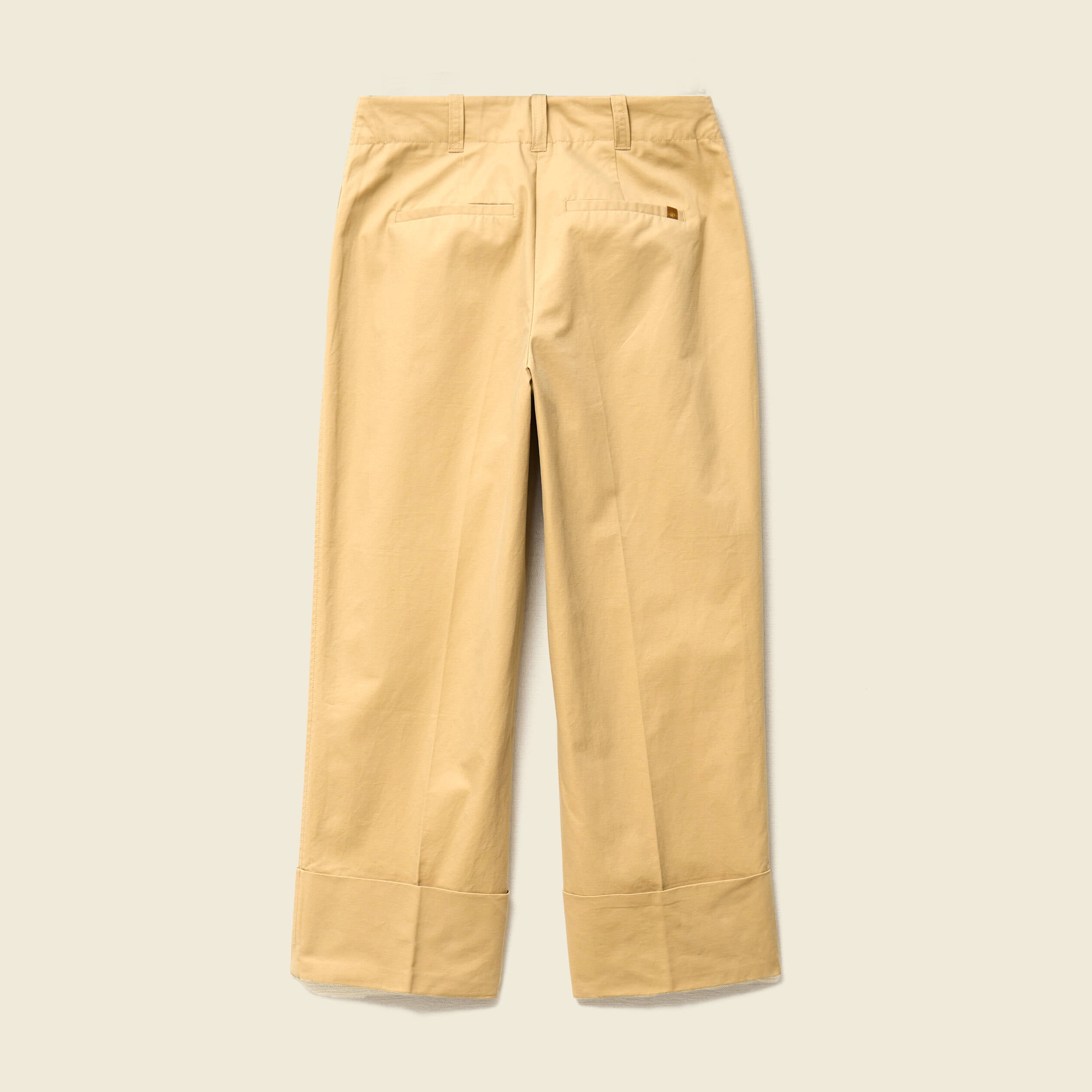 Pantalon large cropped taille haute beige femme