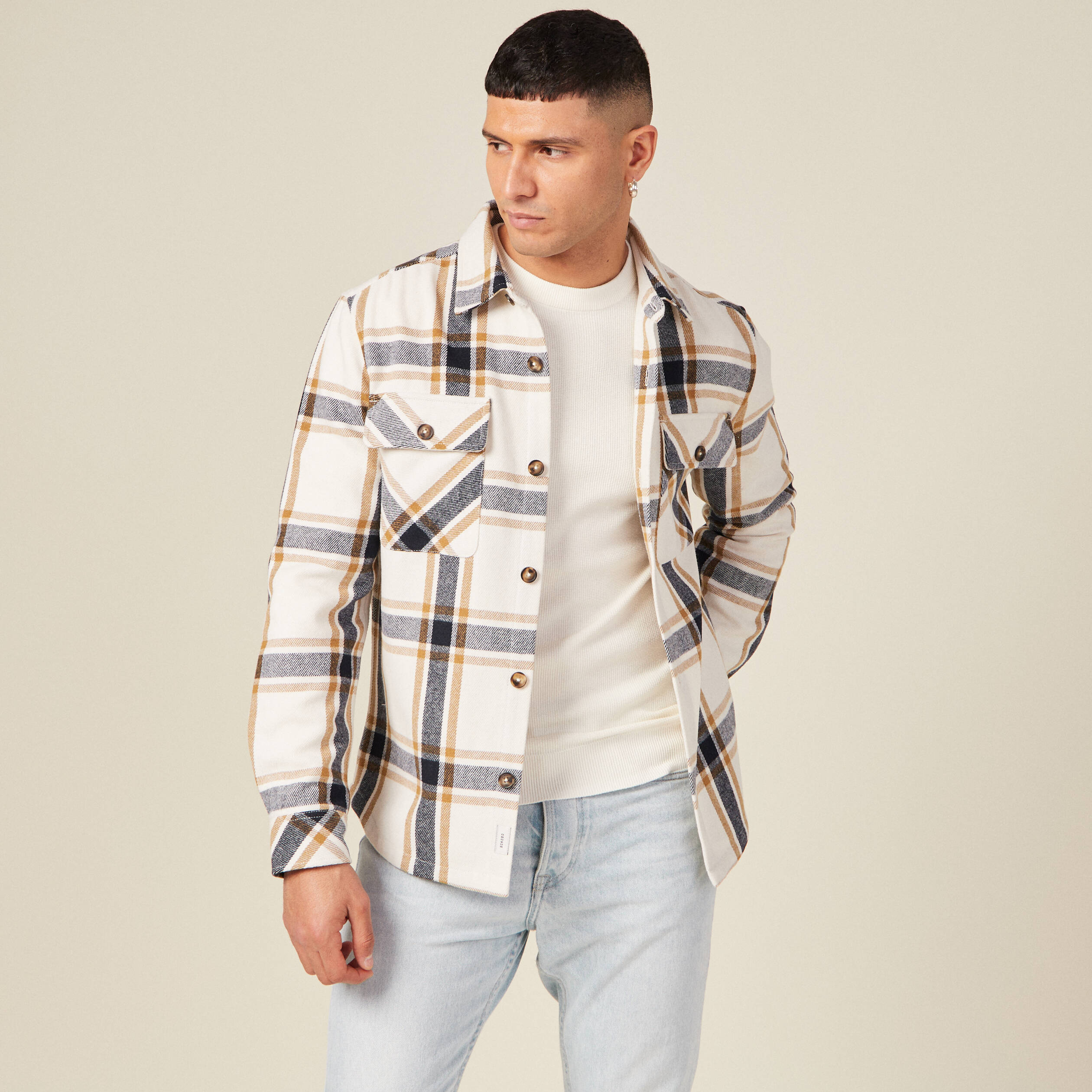 Surchemise manches longues camel homme