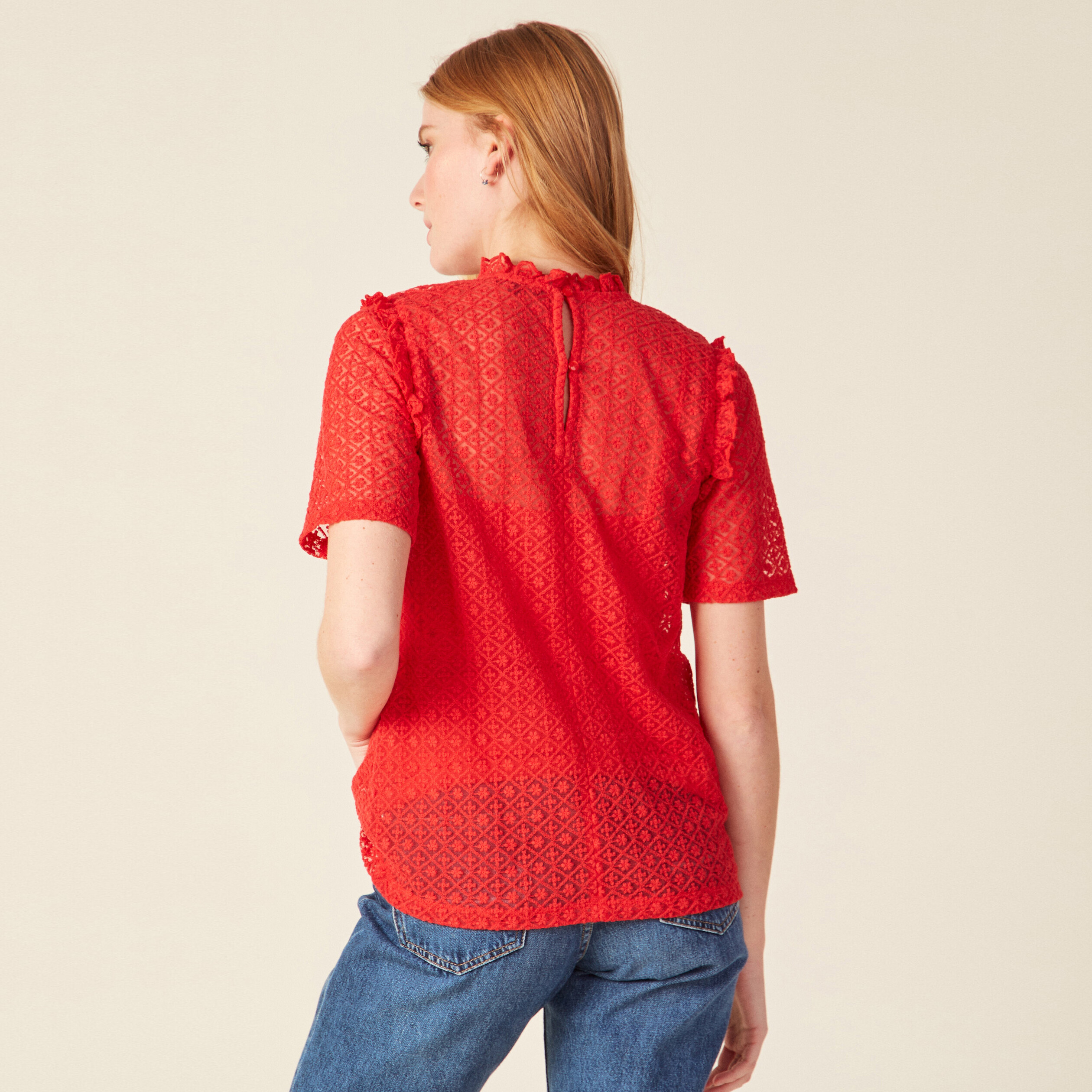 T-shirt manches courtes rouge femme