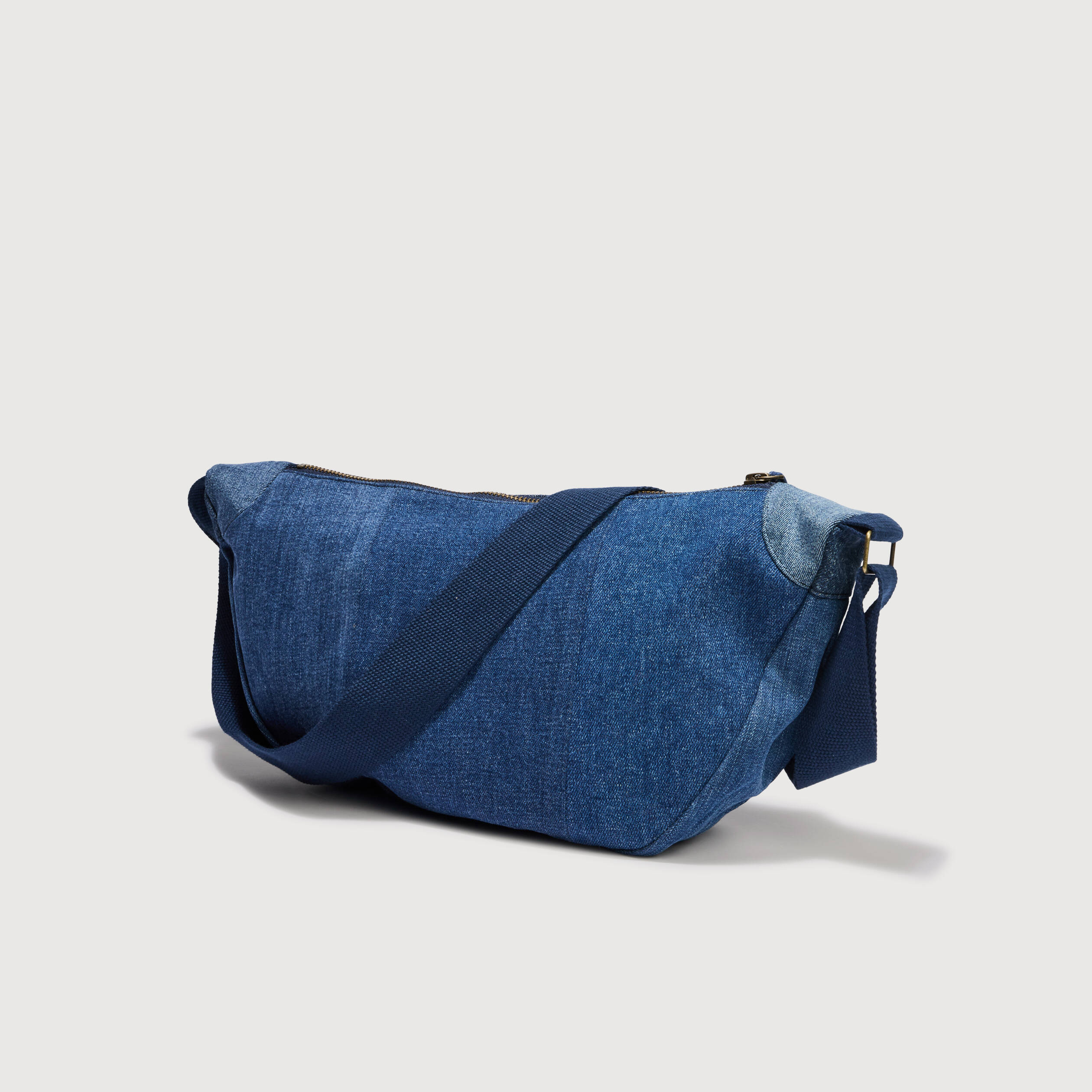 Sac bandouli&egrave;re en coton effet jeans denim brut femme