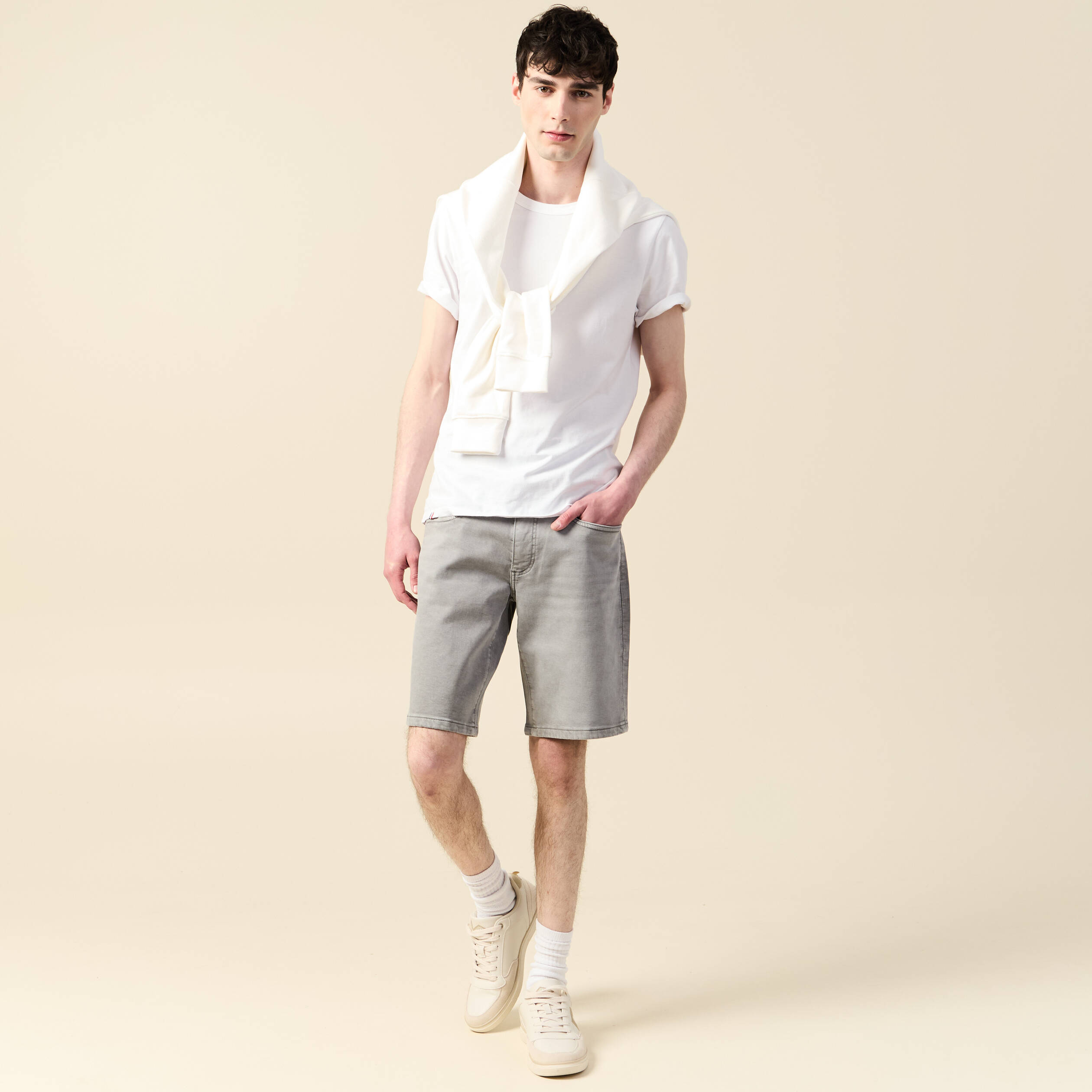Bermuda en jeans denim gris homme