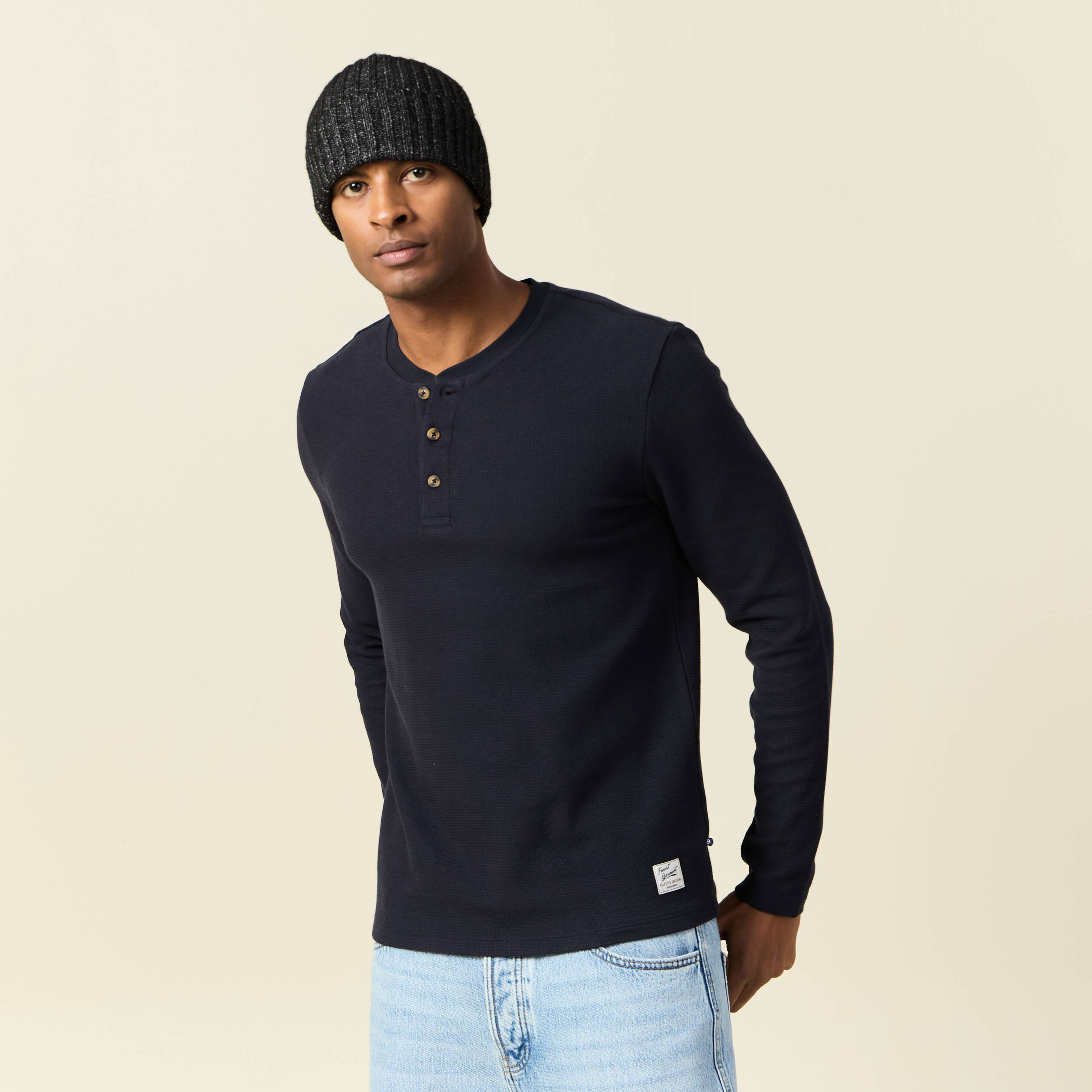 t shirt manches longues bleu marine homme T-shirt manches longues bleu marine homme