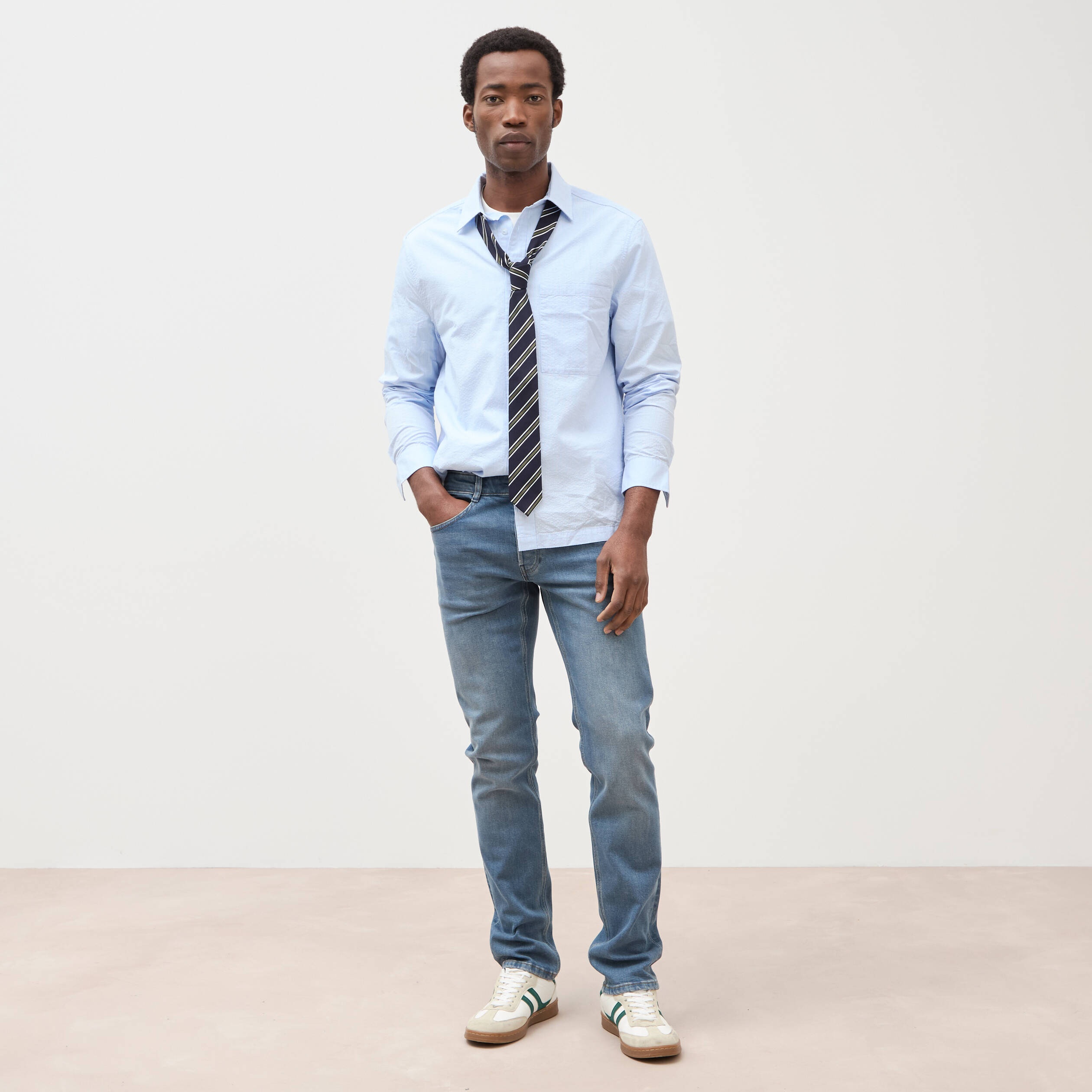 Jeans straight longueur 34 denim double stone homme