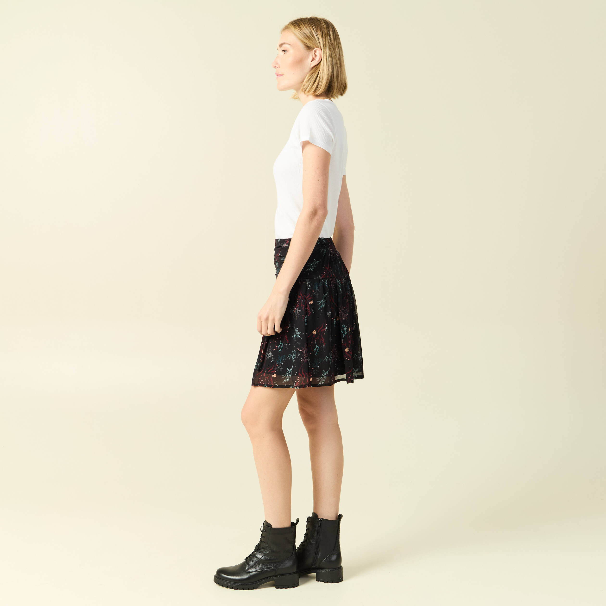 Jupe avec doublure noir femme