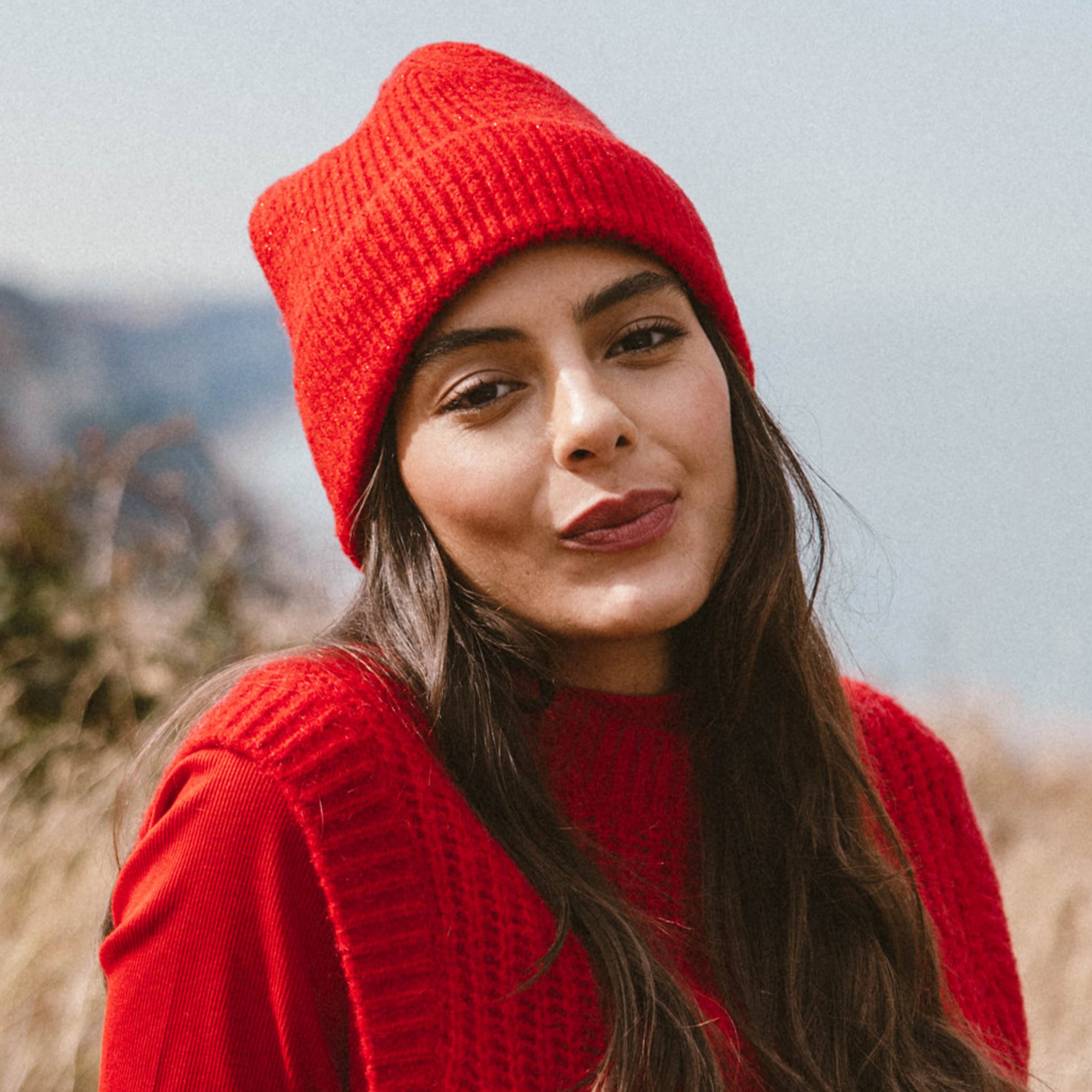 Bonnet rouge femme