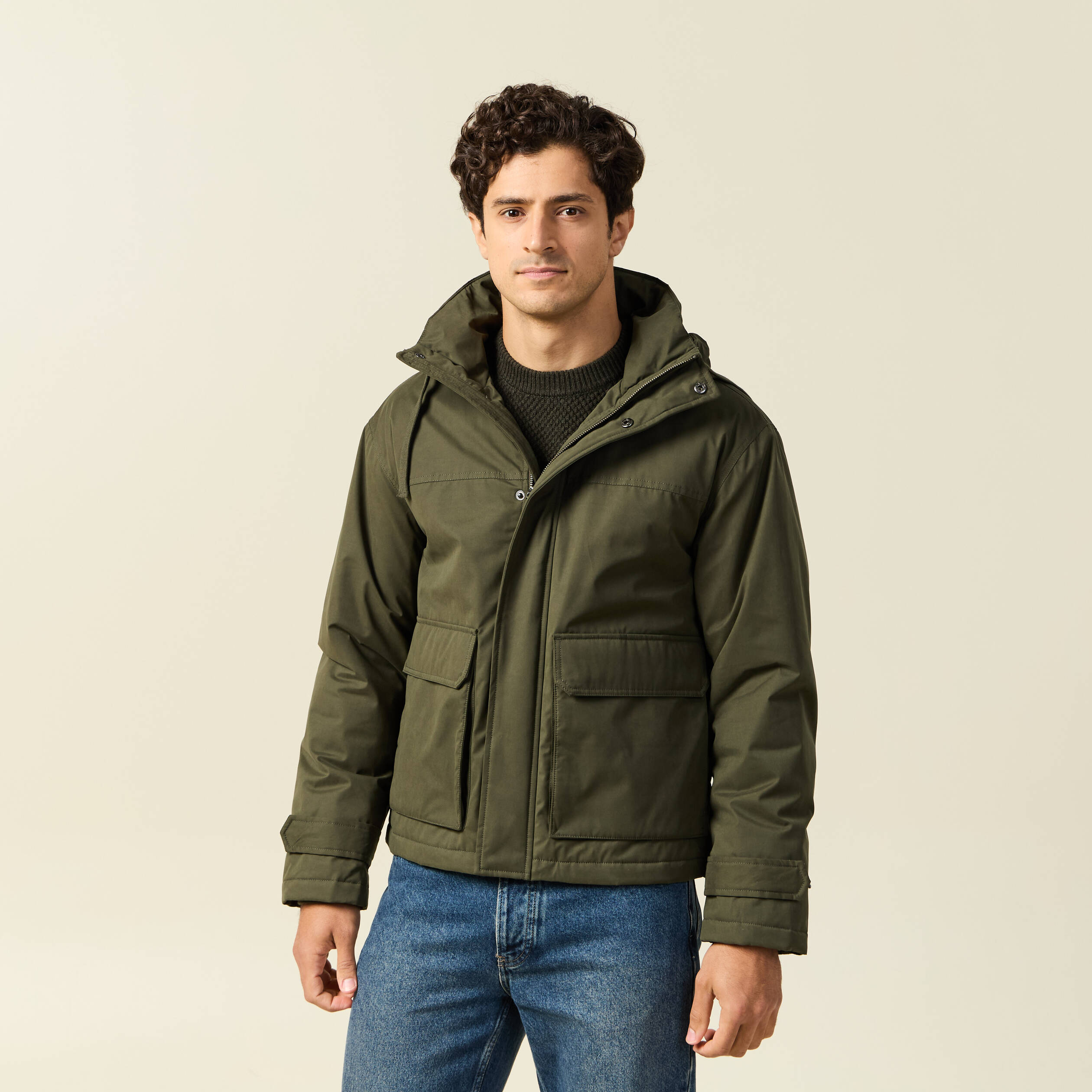 Sweat molleton à capuche hoodie vert pastel homme | La Halle