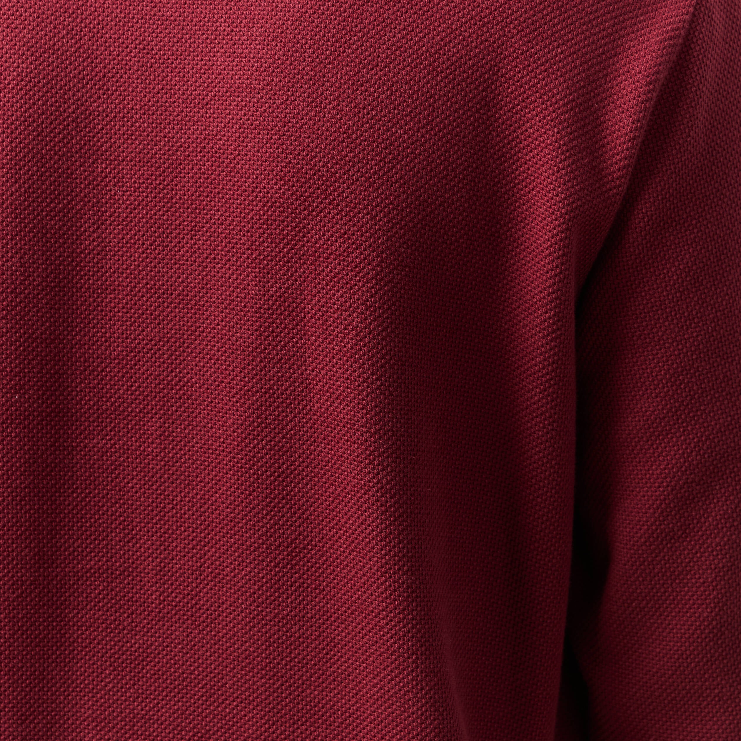 Polo manches longues en coton bordeaux homme