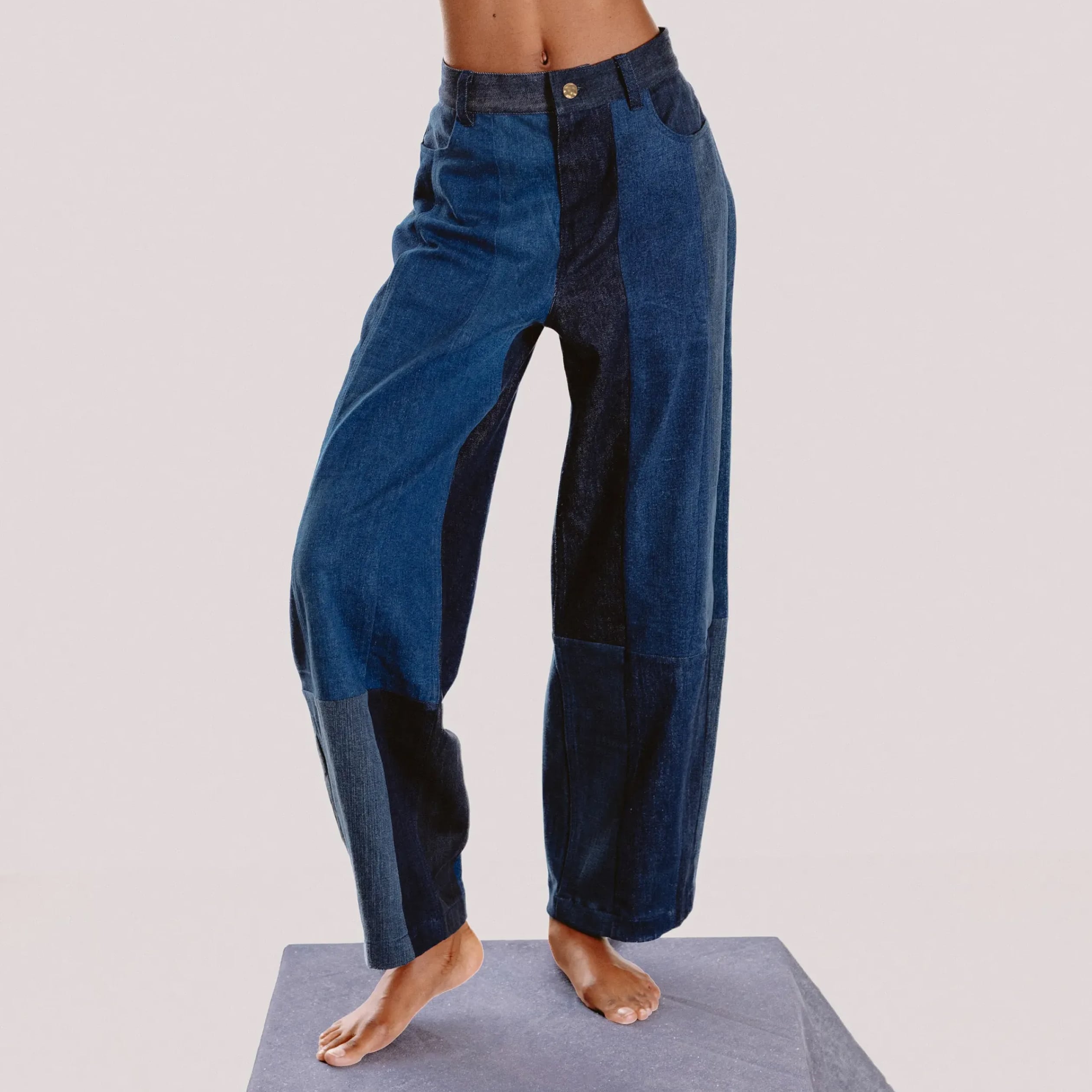 Jeans barrel taille standard denim stone femme