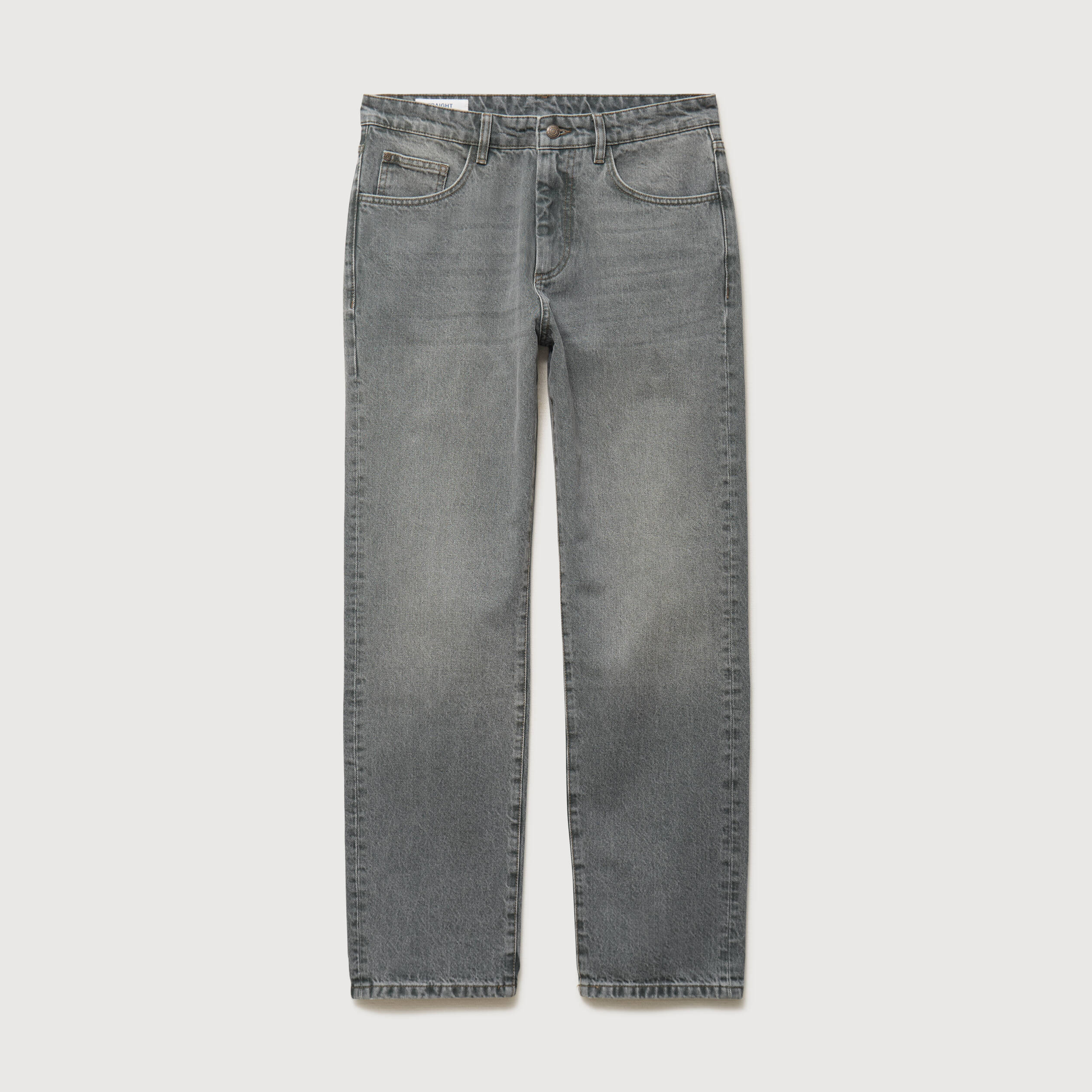 Jeans straight longueur 32 en coton denim gris homme