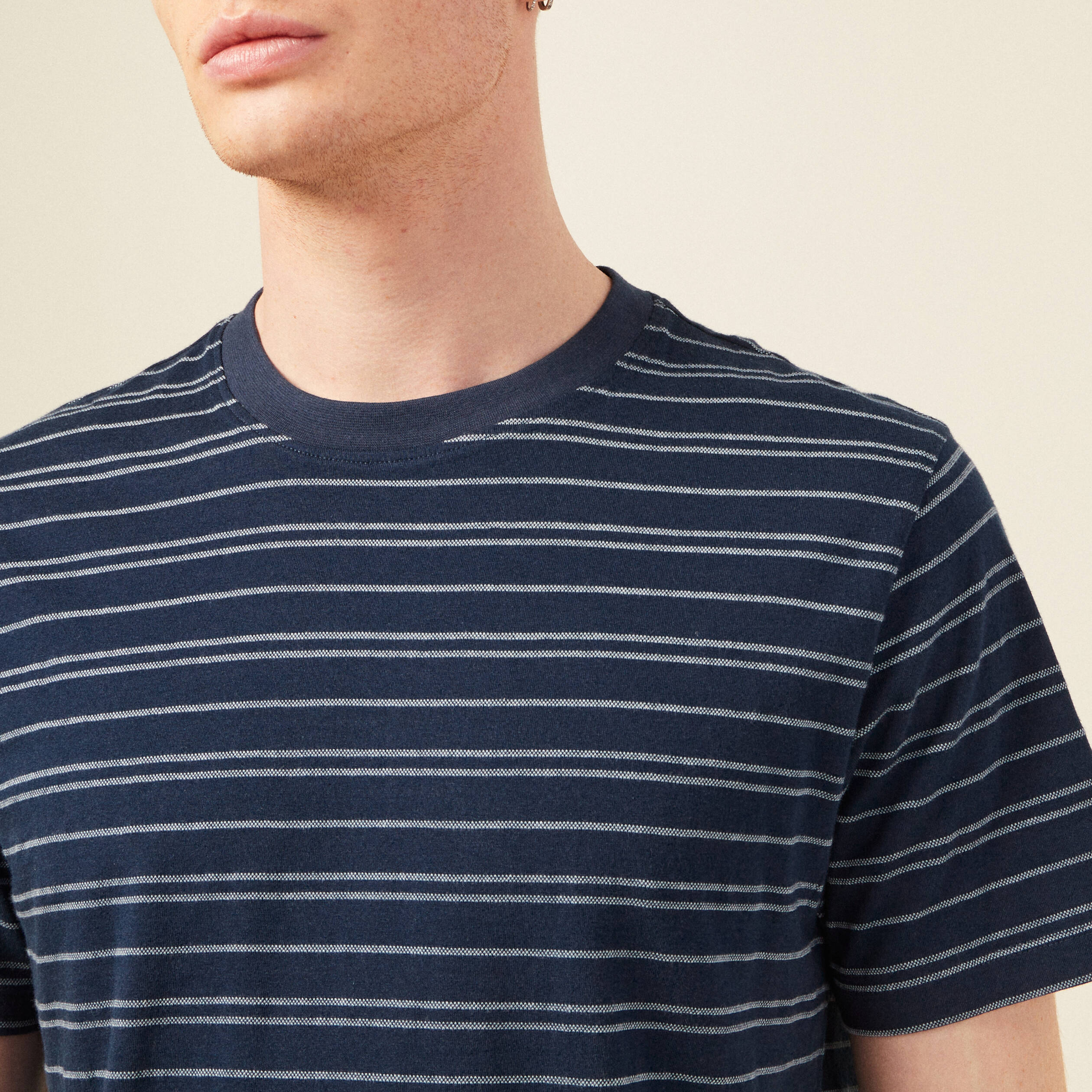 T-shirt en coton manches courtes bleu marine homme