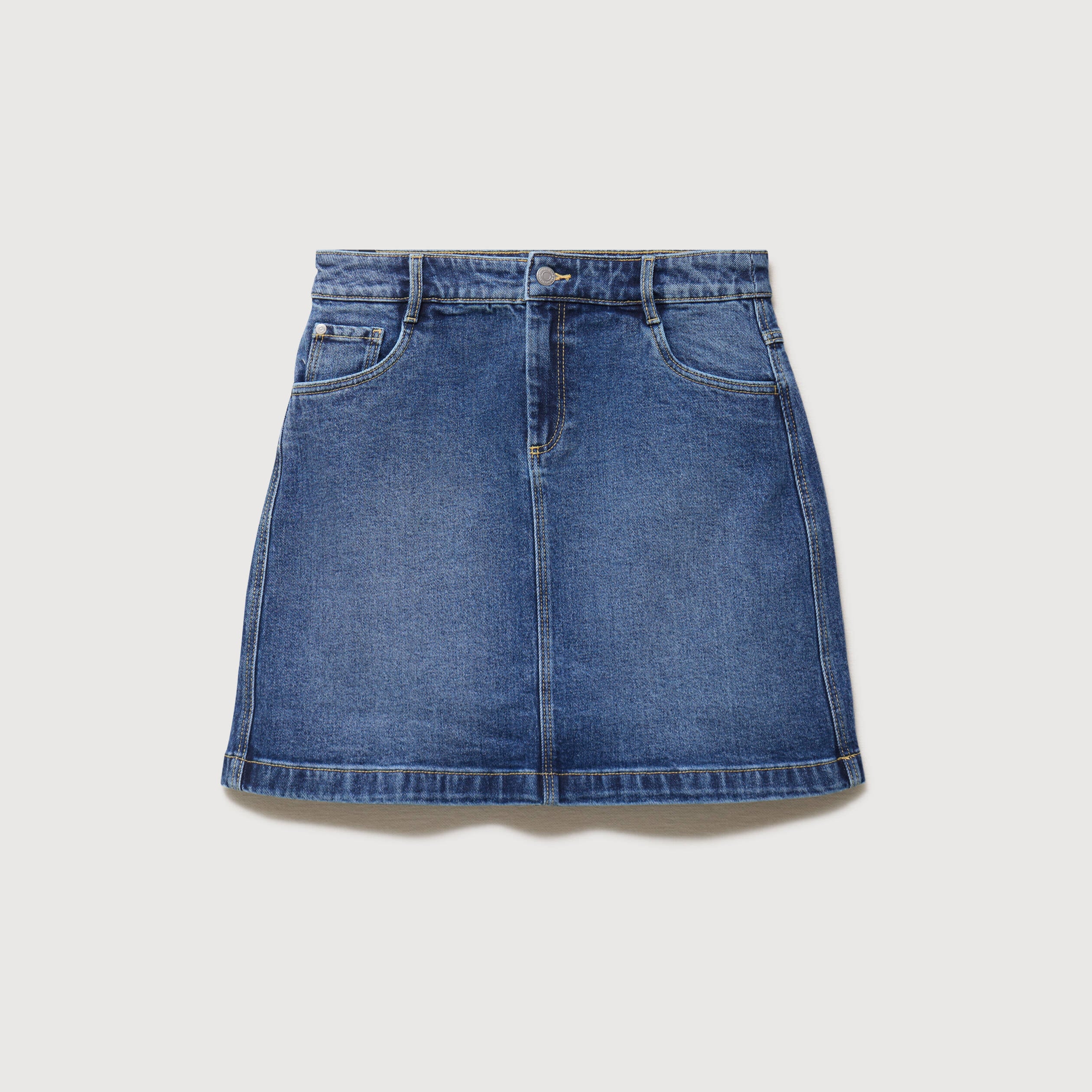 Mini-jupe en jeans bleu gris femme