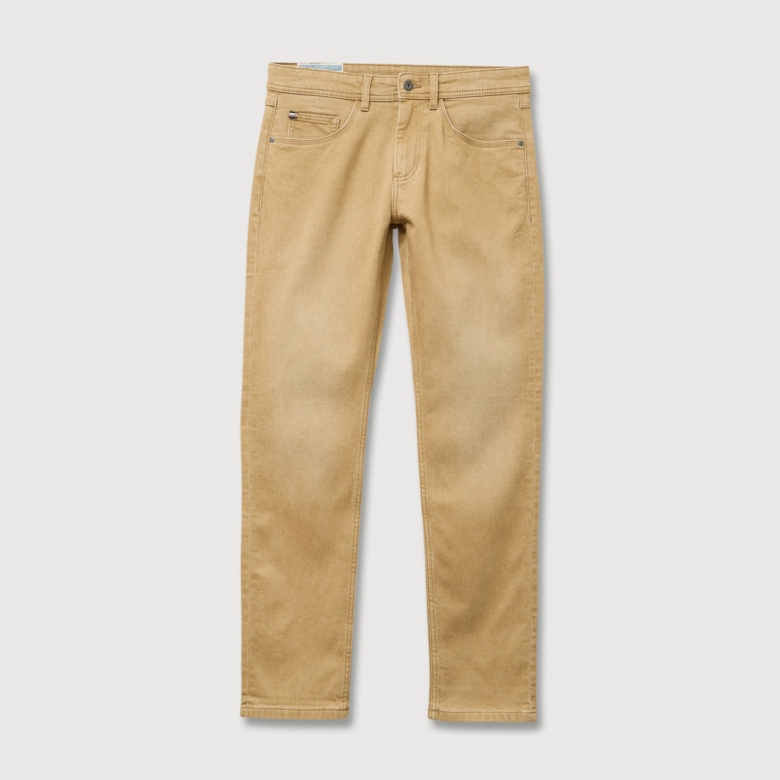 Jeans straight longueur 32 denim camel homme
