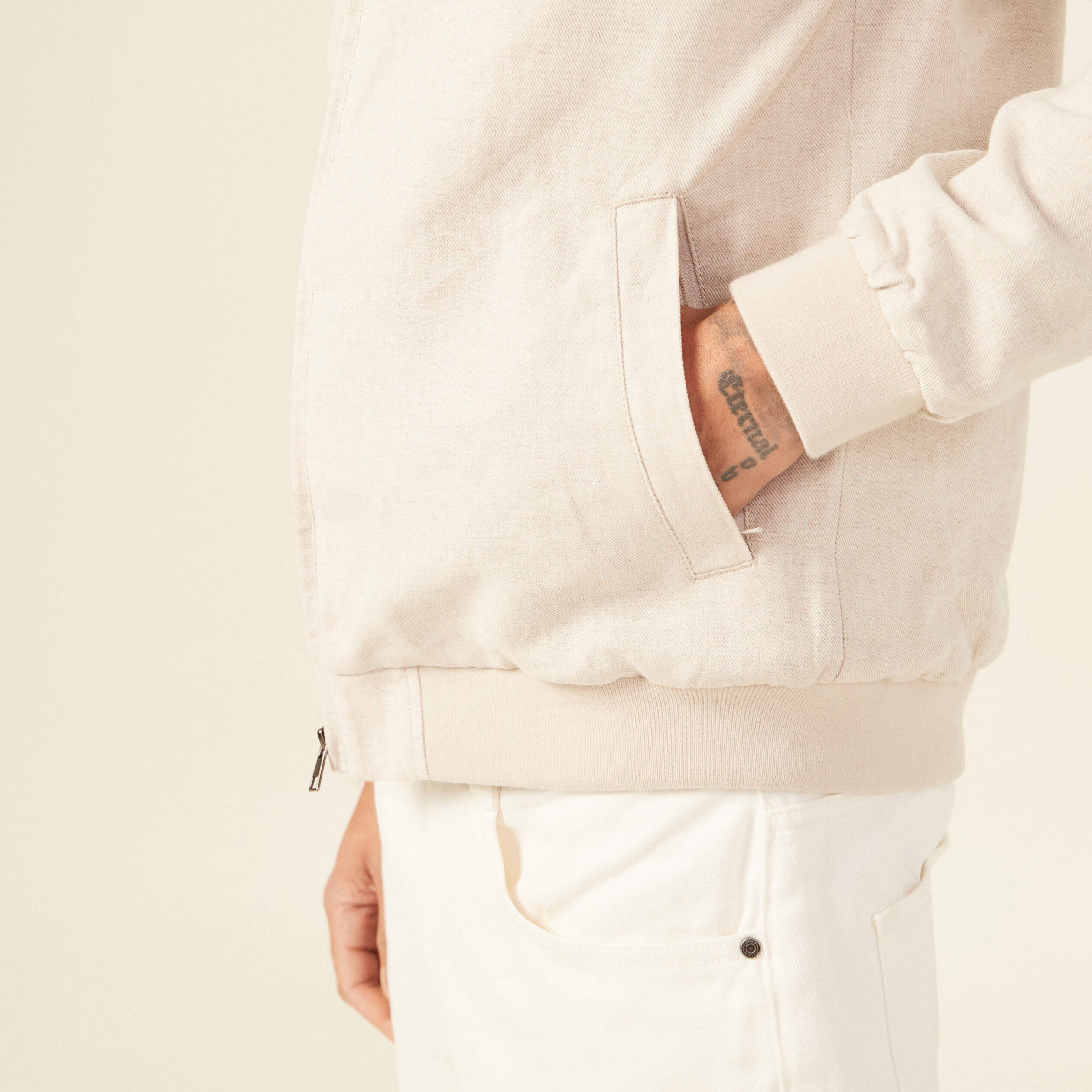 veste droite zippee beige homme Veste droite zippée beige homme