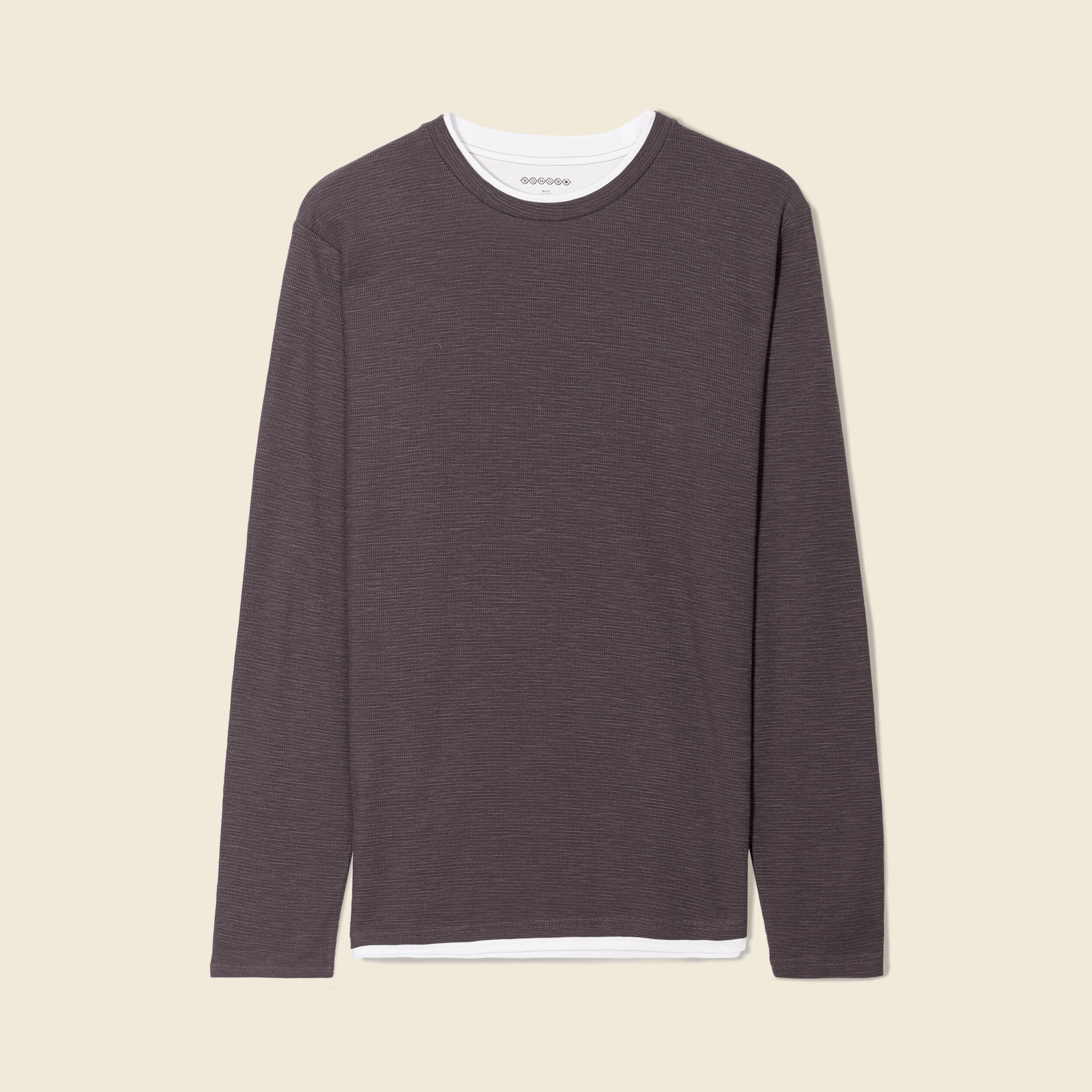 t shirt manches longues gris fonce homme T-shirt manches longues gris foncé homme