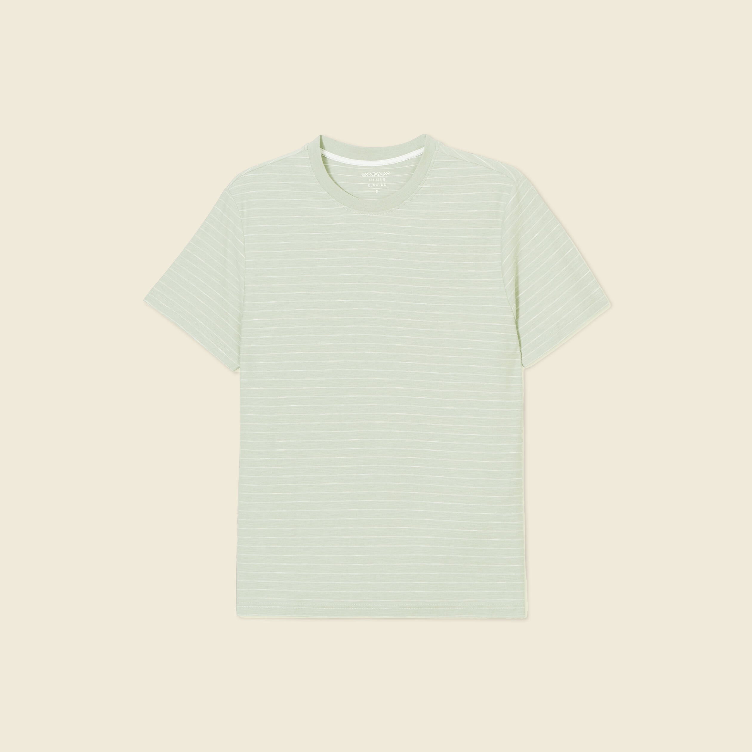 T-shirt ray&eacute; droit manches courtes vert olive homme