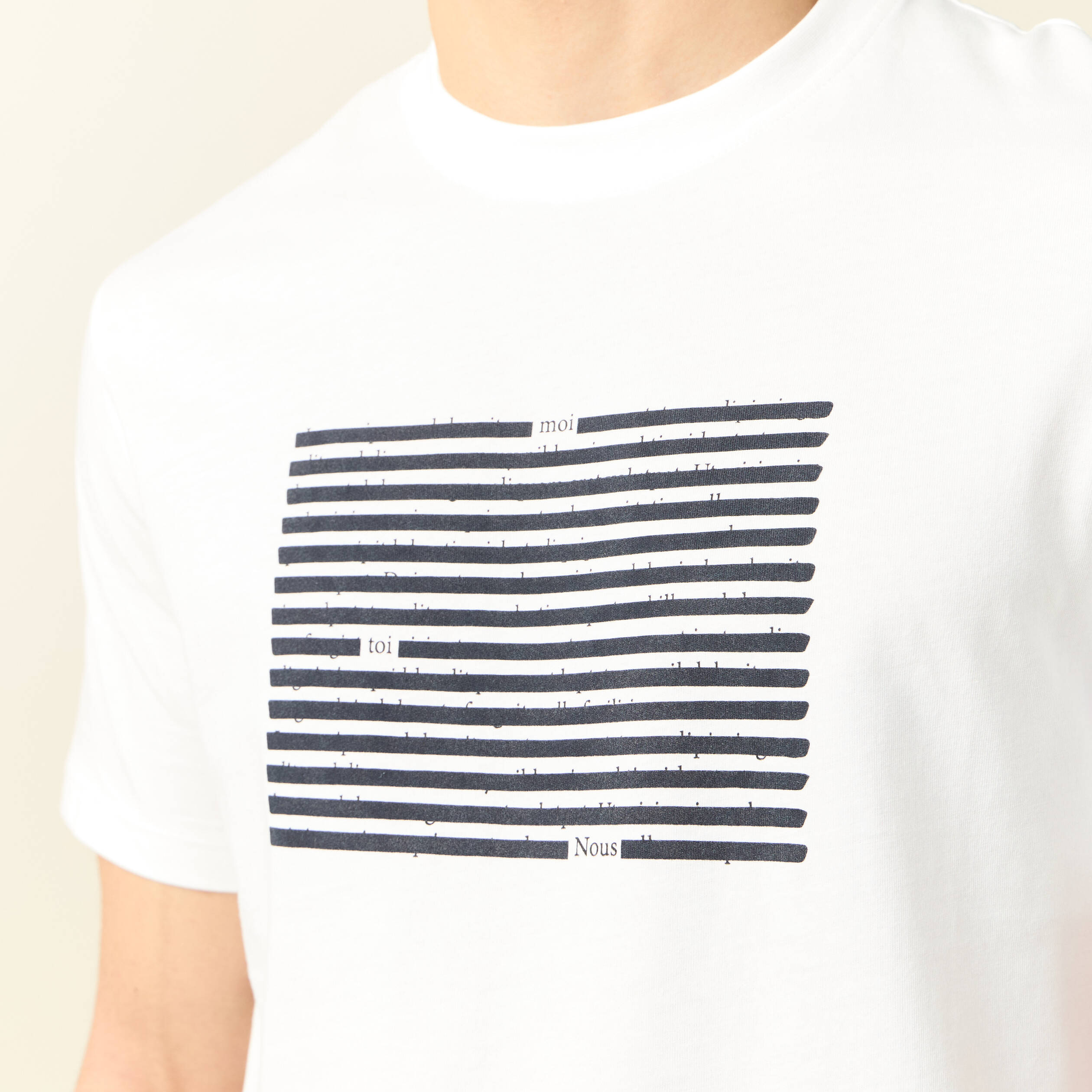 T-shirt manches courtes ecru homme