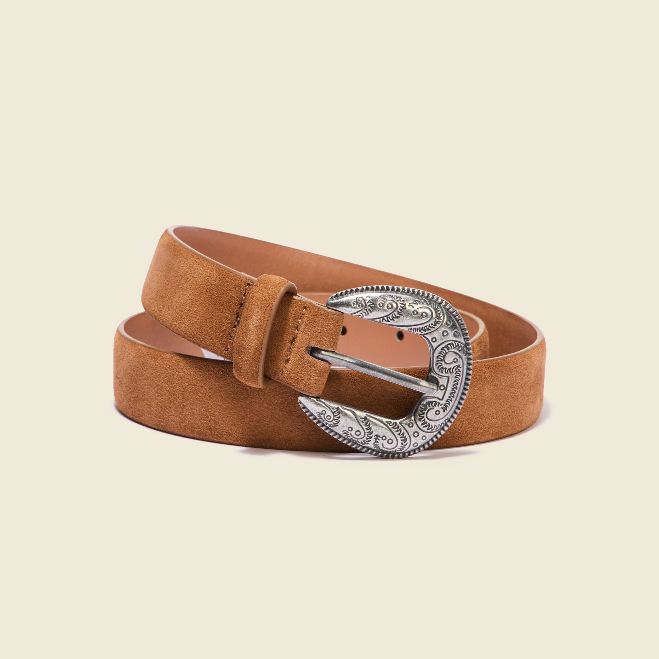 Ceinture large en cuir marron clair femme Vibs