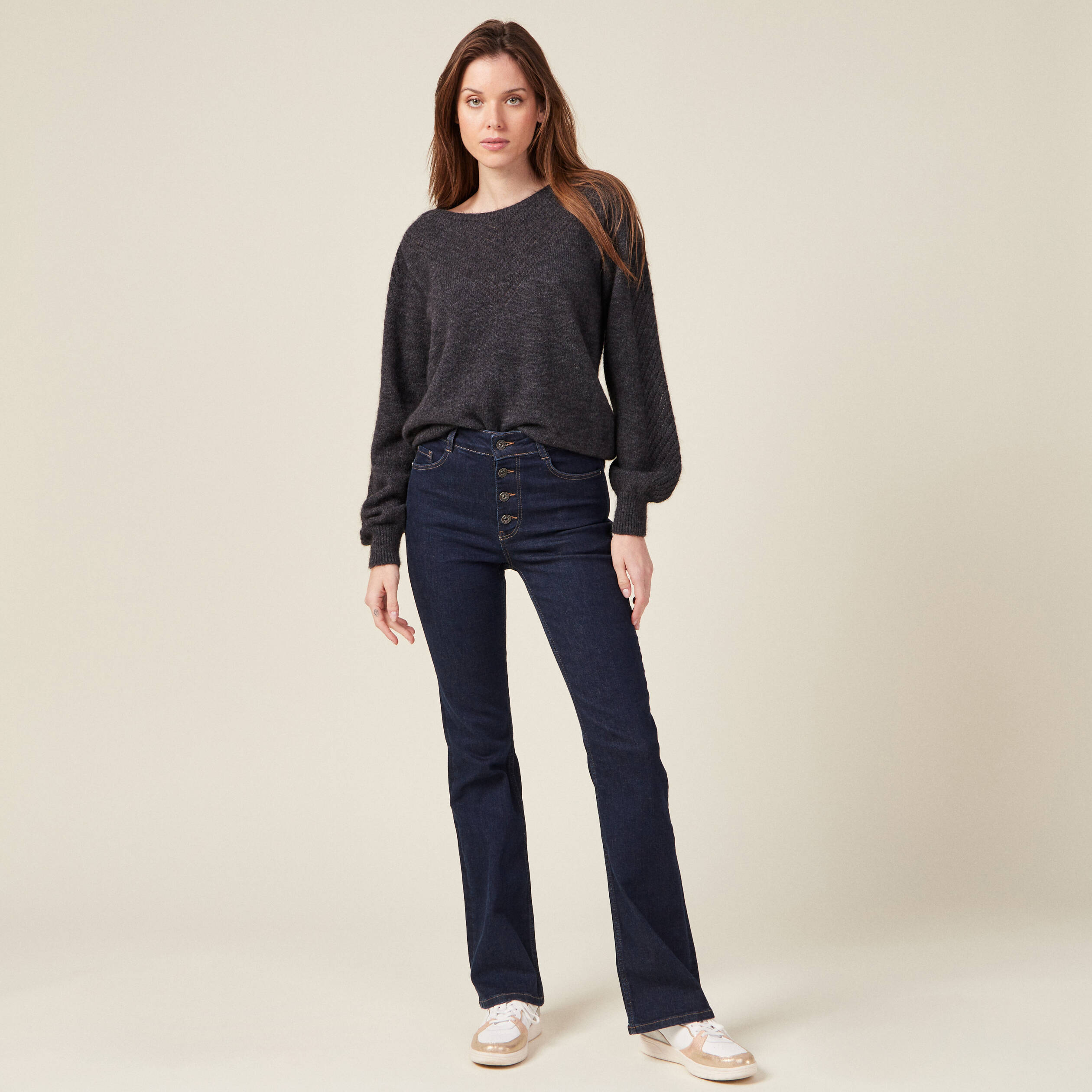 Sweater Goode Rider Femme Taille XS - Gris - Manches Longues 1/2 Zip - Équitation
