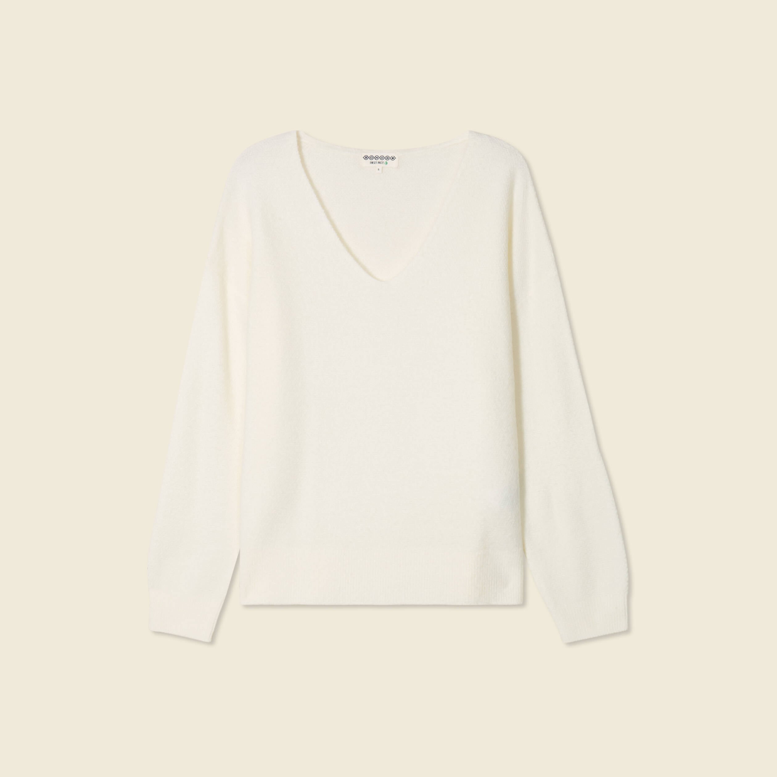 Pull manches longues ecru femme