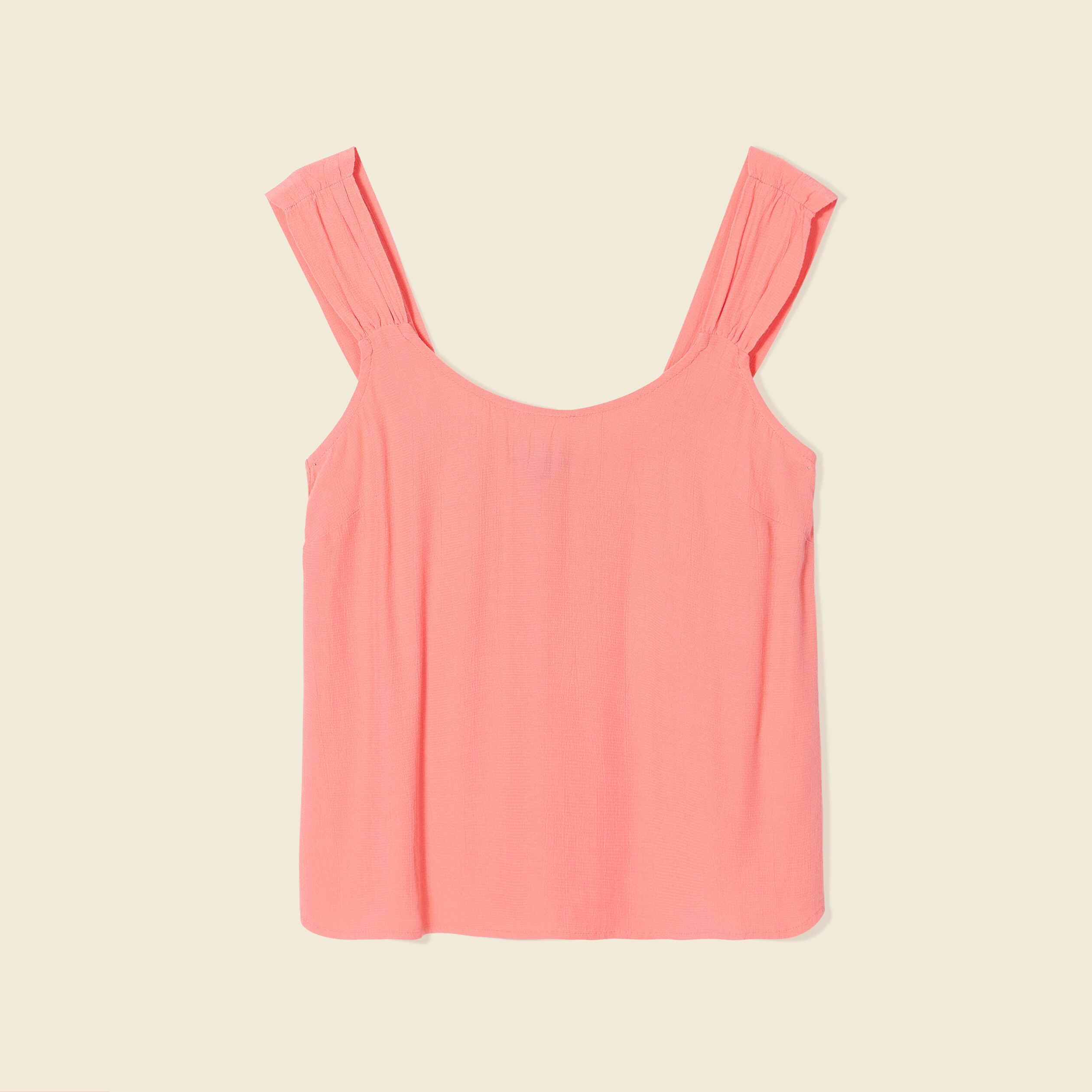 Blouse bretelles larges rose corail femme
