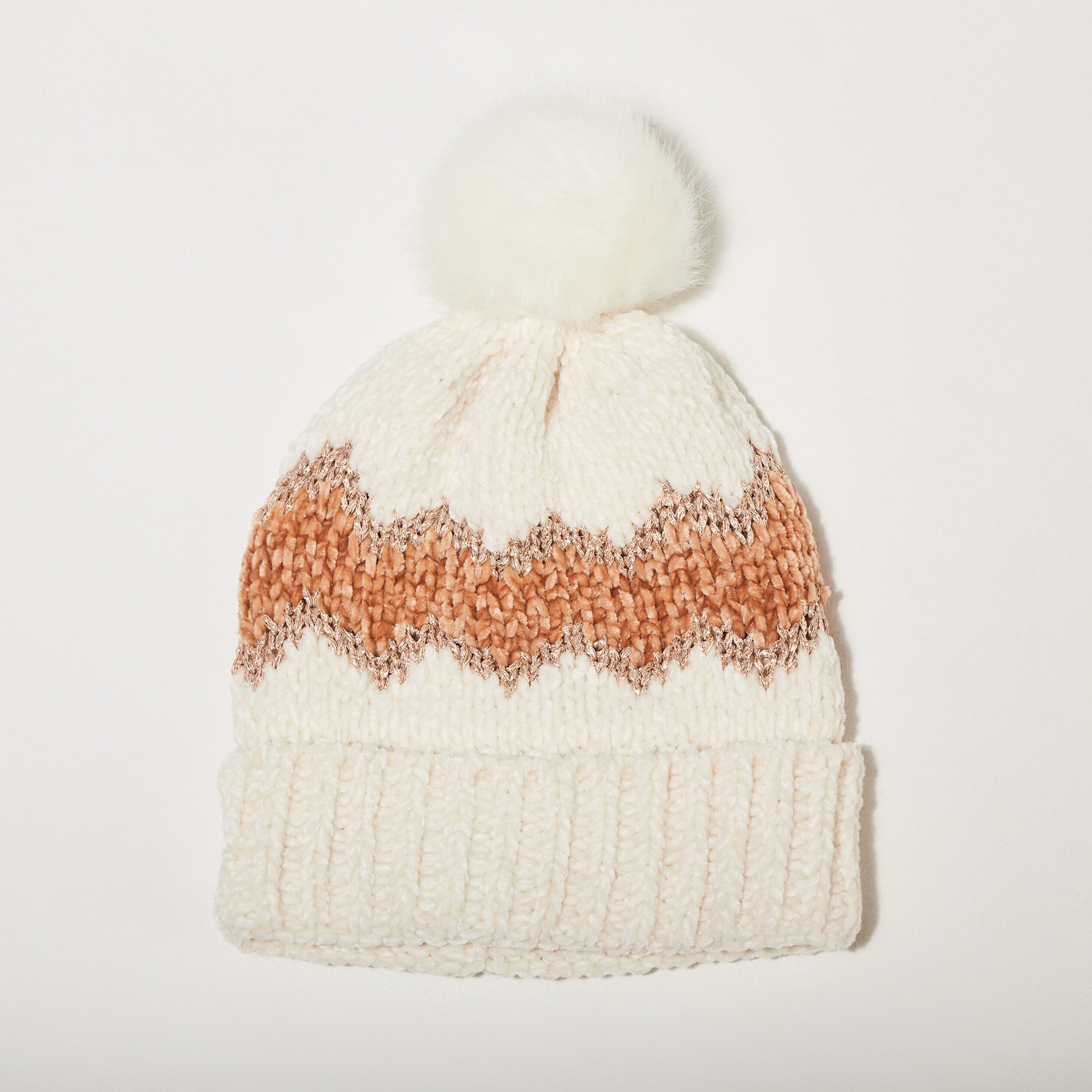 bonnet a pompon ecru femme Bonnet à pompon ecru femme