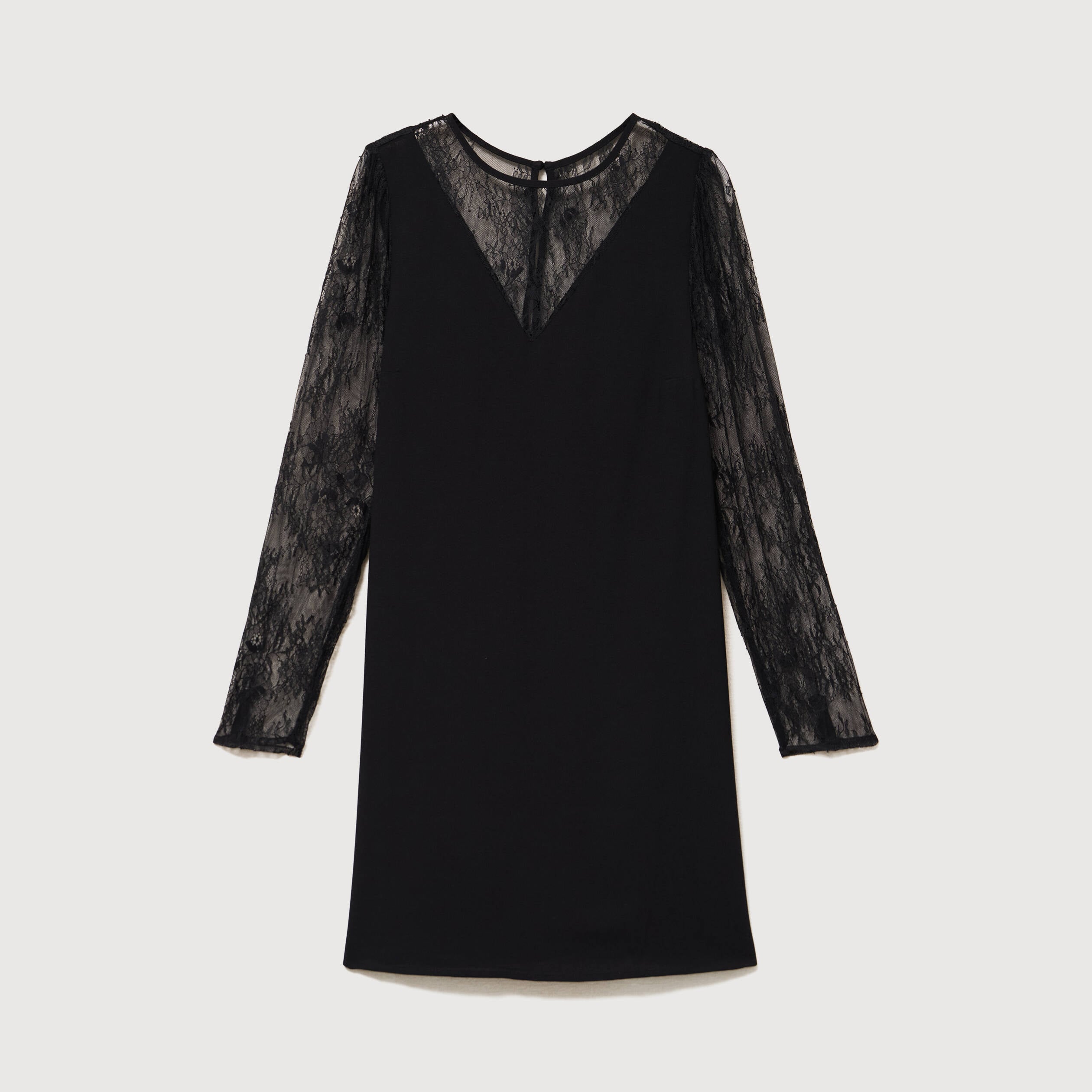 Robe courte &eacute;vas&eacute;e manches longues noir femme