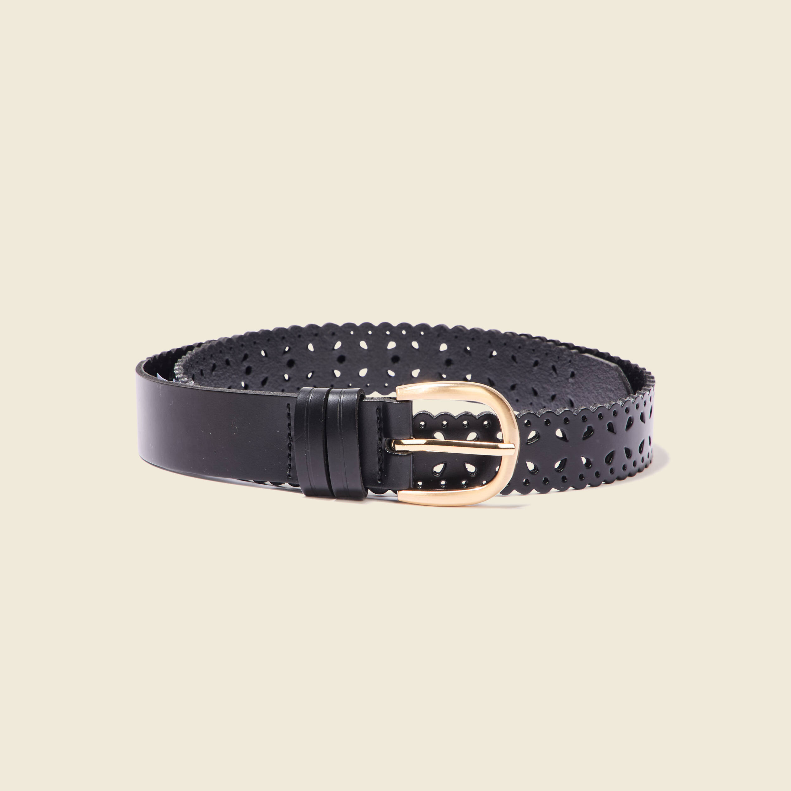 ceinture perforee en cuir noir femme Ceinture perforée en cuir noir femme