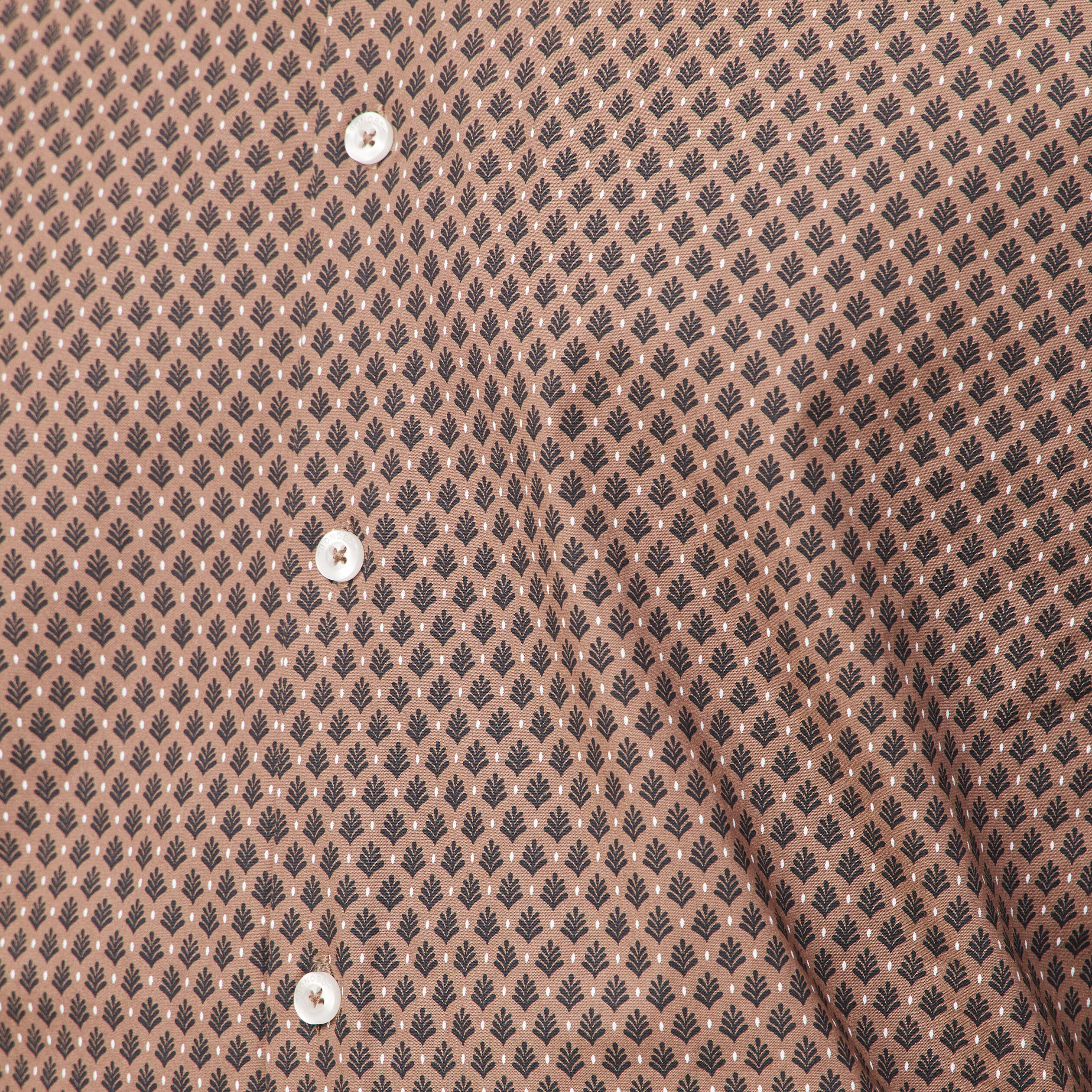 Chemise en coton manches longues marron homme