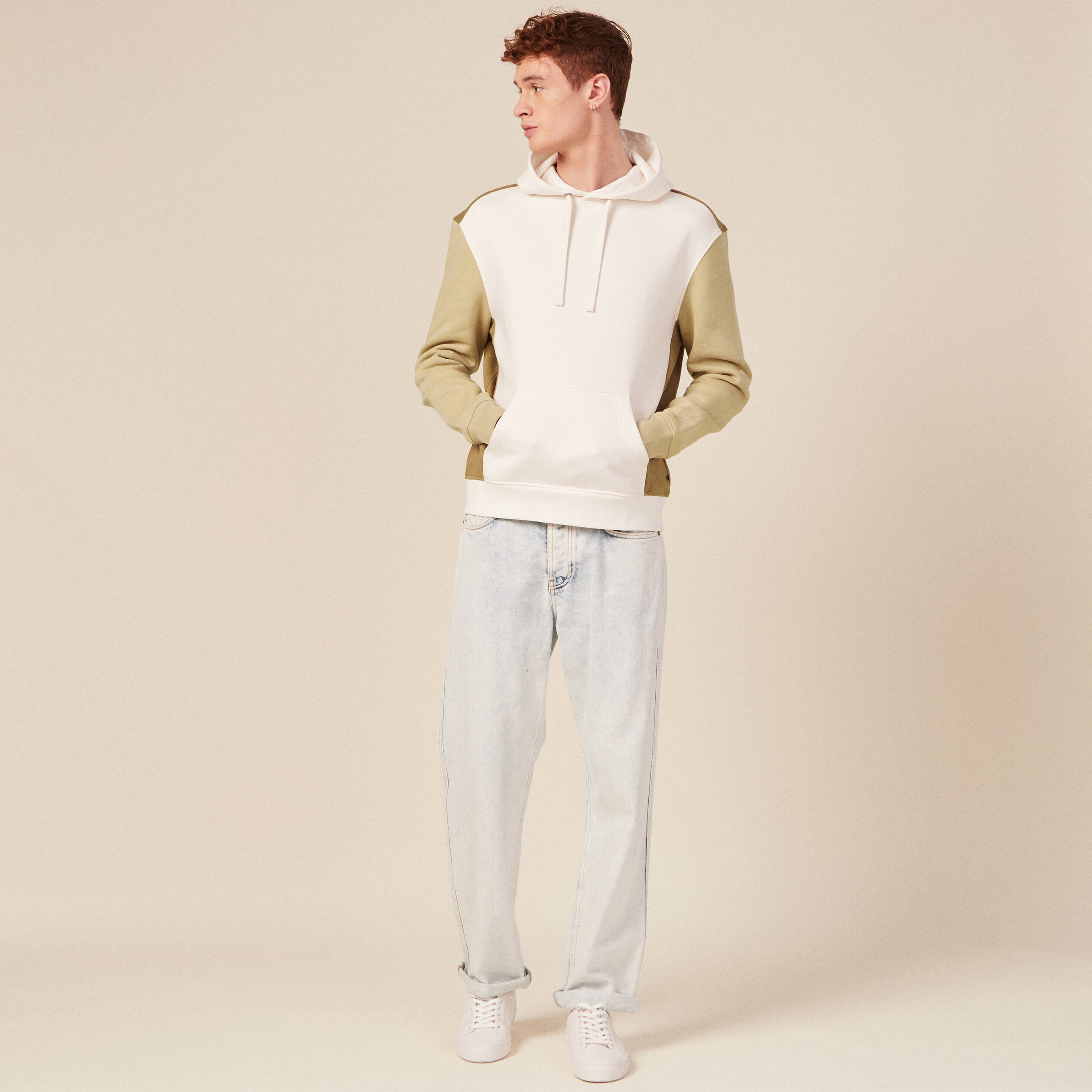 sweat capuche eco responsable beige homme Sweat capuche éco-responsable beige homme