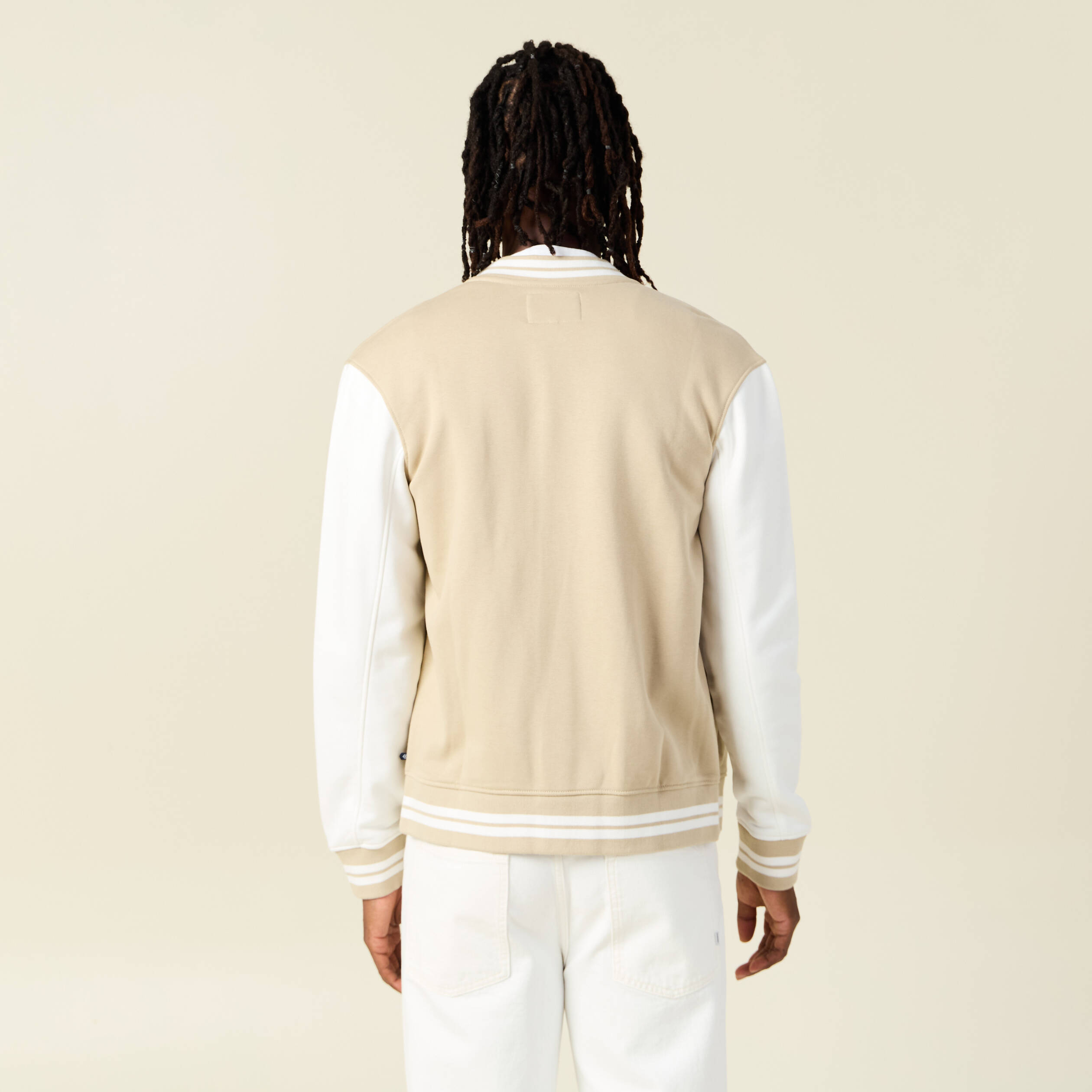 Veste sweat oversize manches longues beige homme