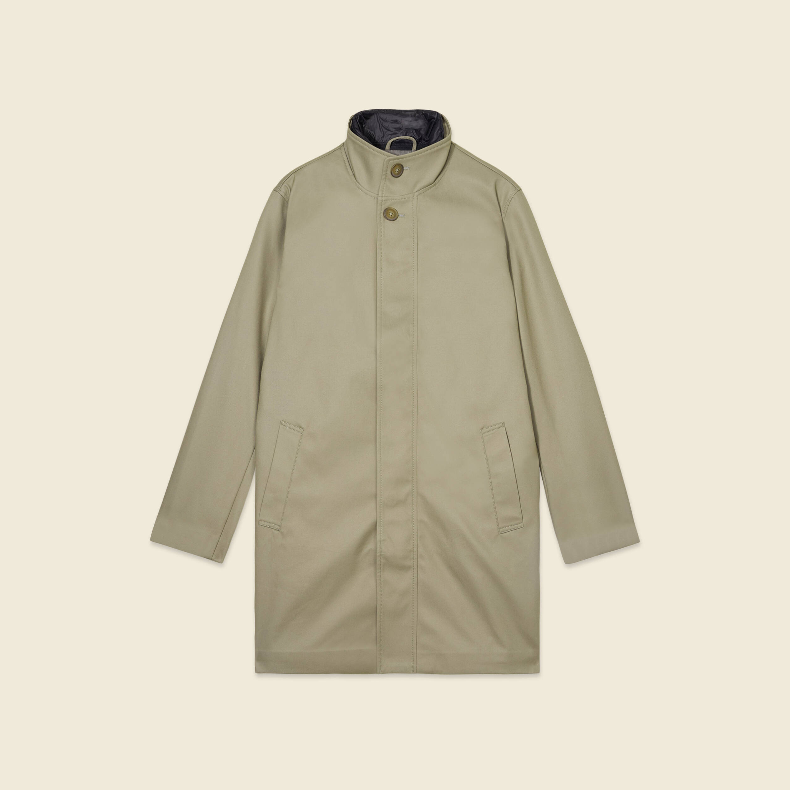 Trench mi-long col montant vert kaki homme