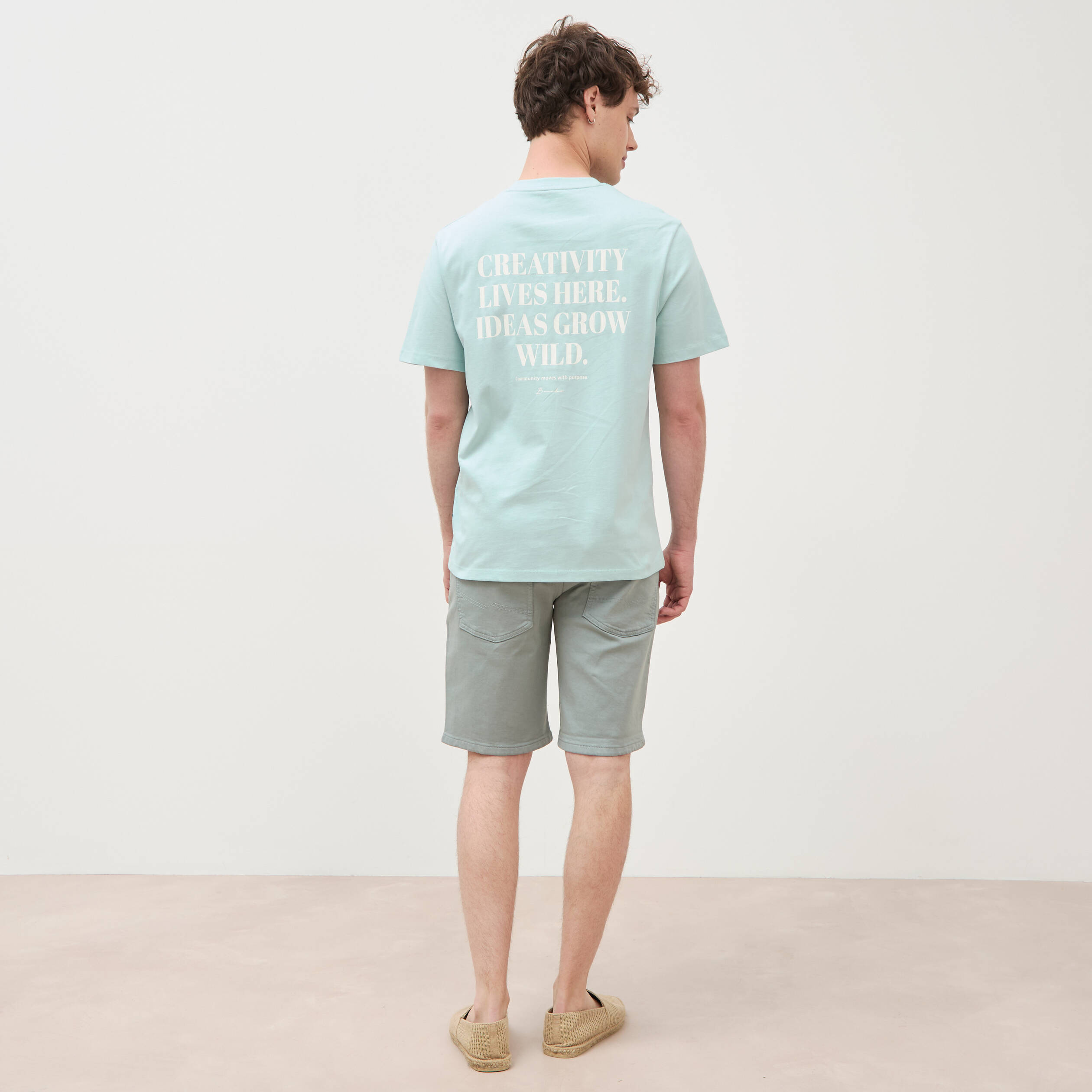 T-shirt en coton bleu gris homme