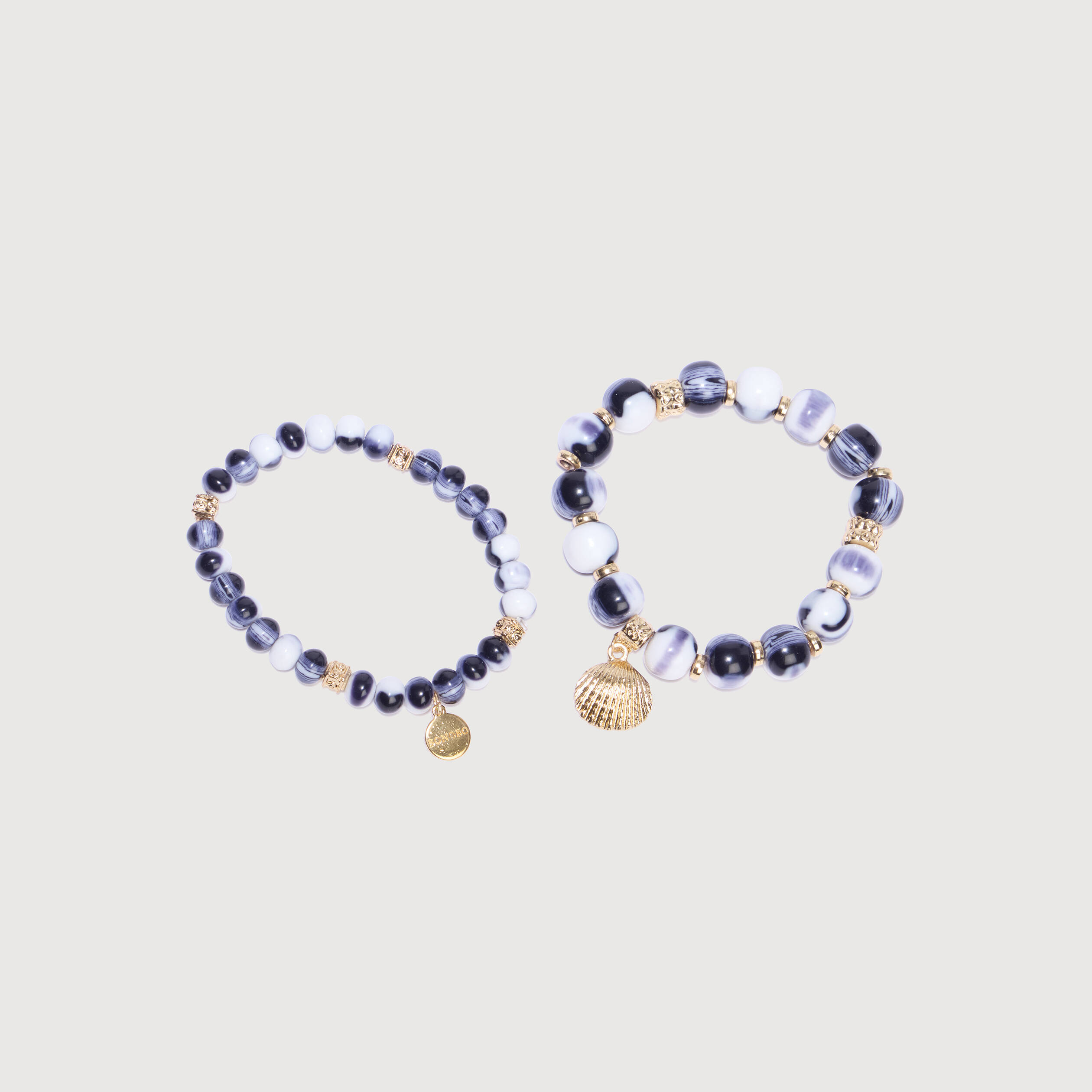 Lot de 2 bracelets bleu fonc&eacute; femme