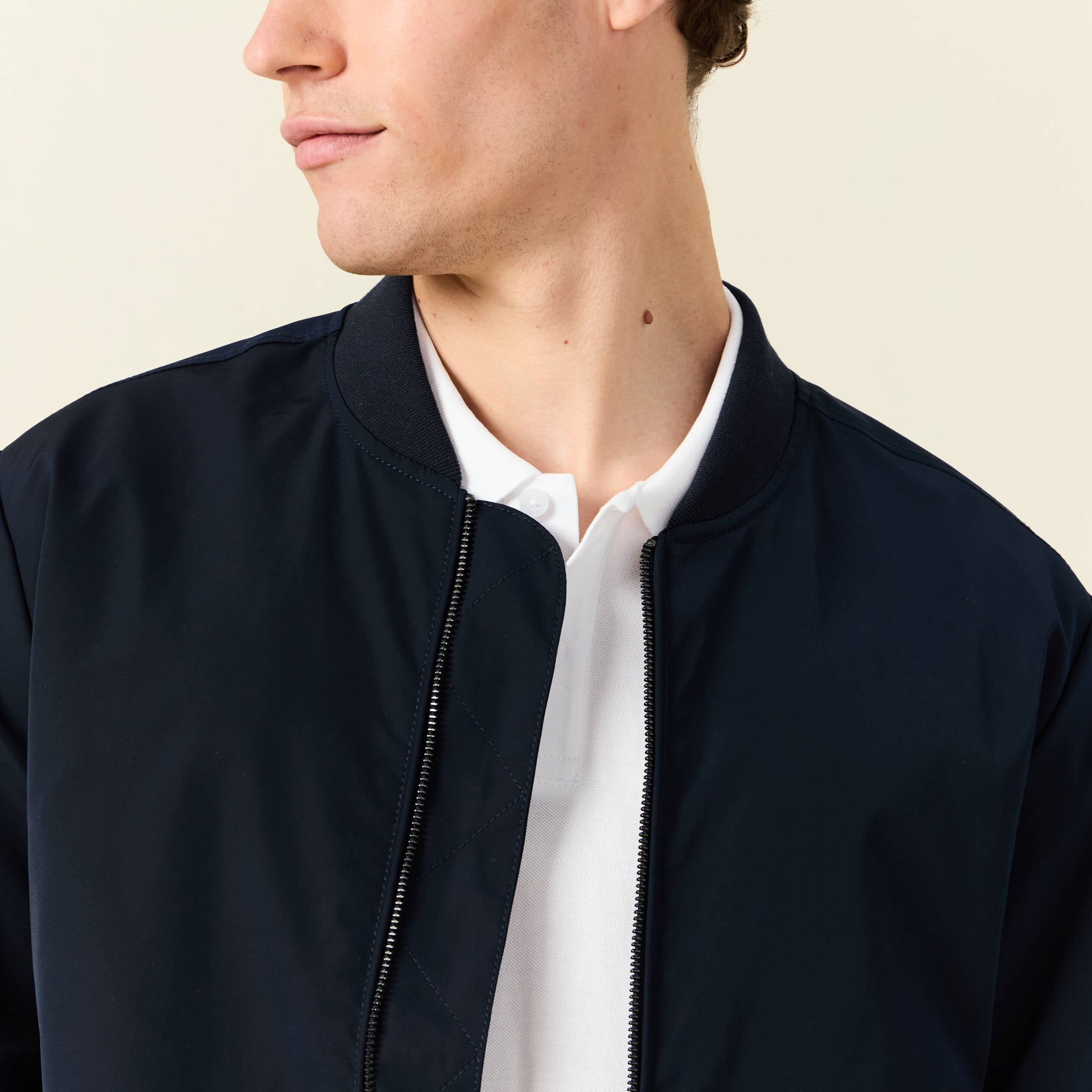 Blouson court manches longues doubl&eacute; bleu marine homme