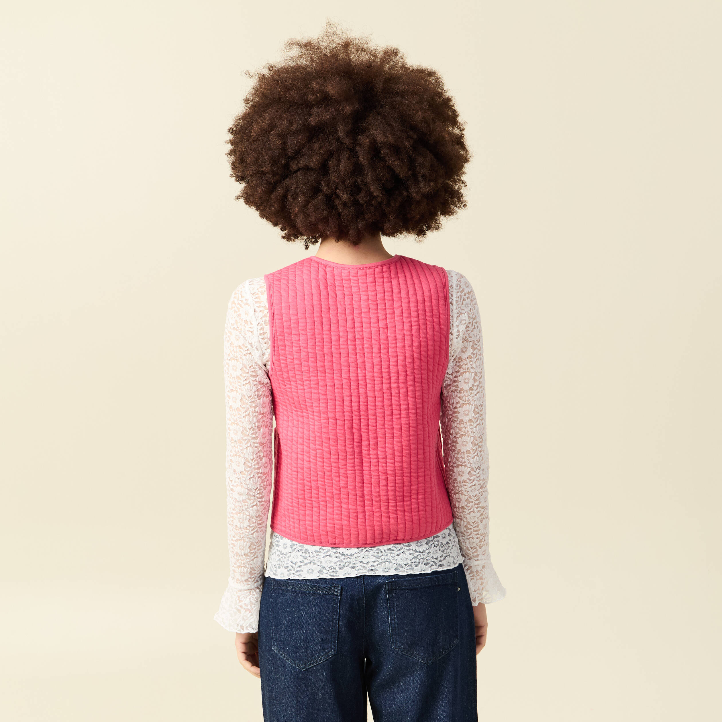 Gilet r&eacute;versible droit sans manches multicolore femme