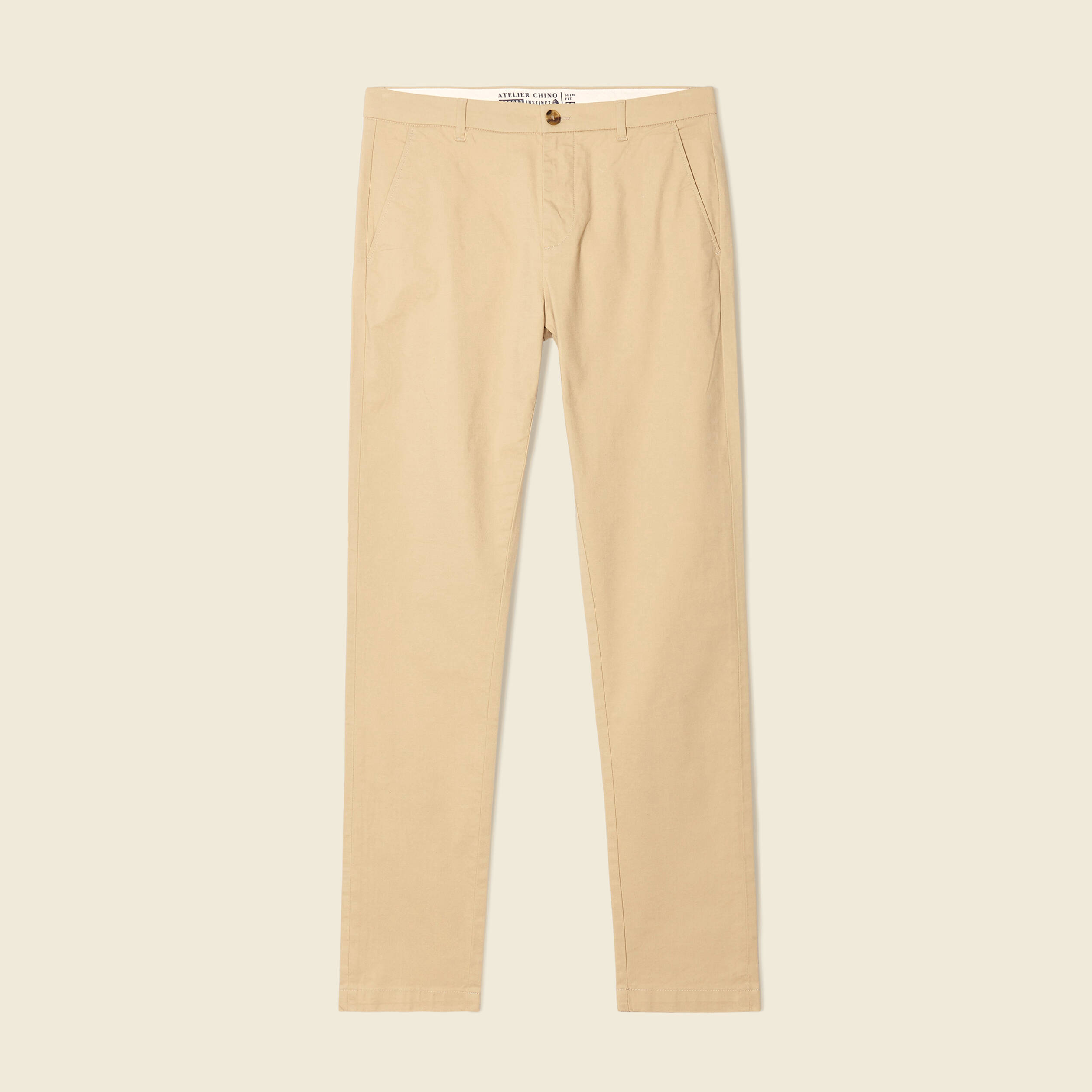 pantalon slim instinct chino beige homme Pantalon slim Instinct chino beige homme