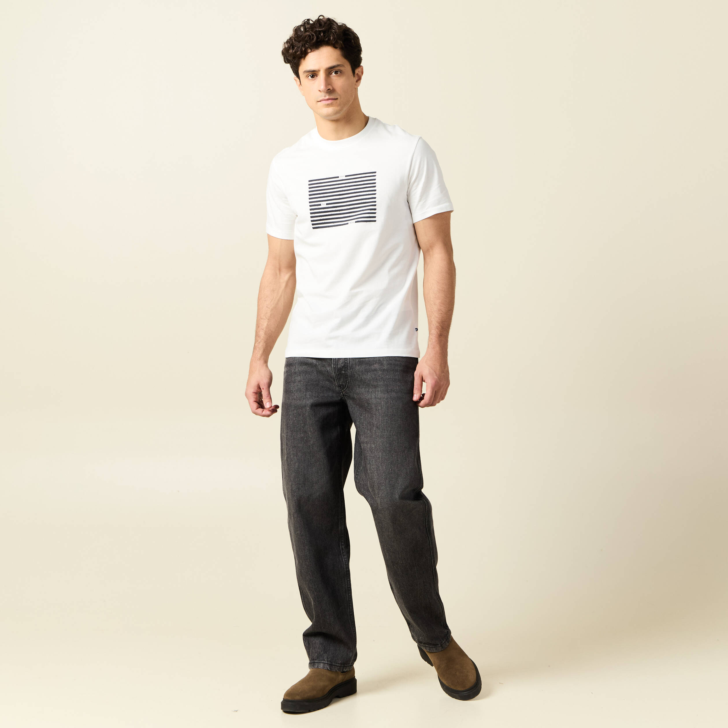 T-shirt manches courtes ecru homme