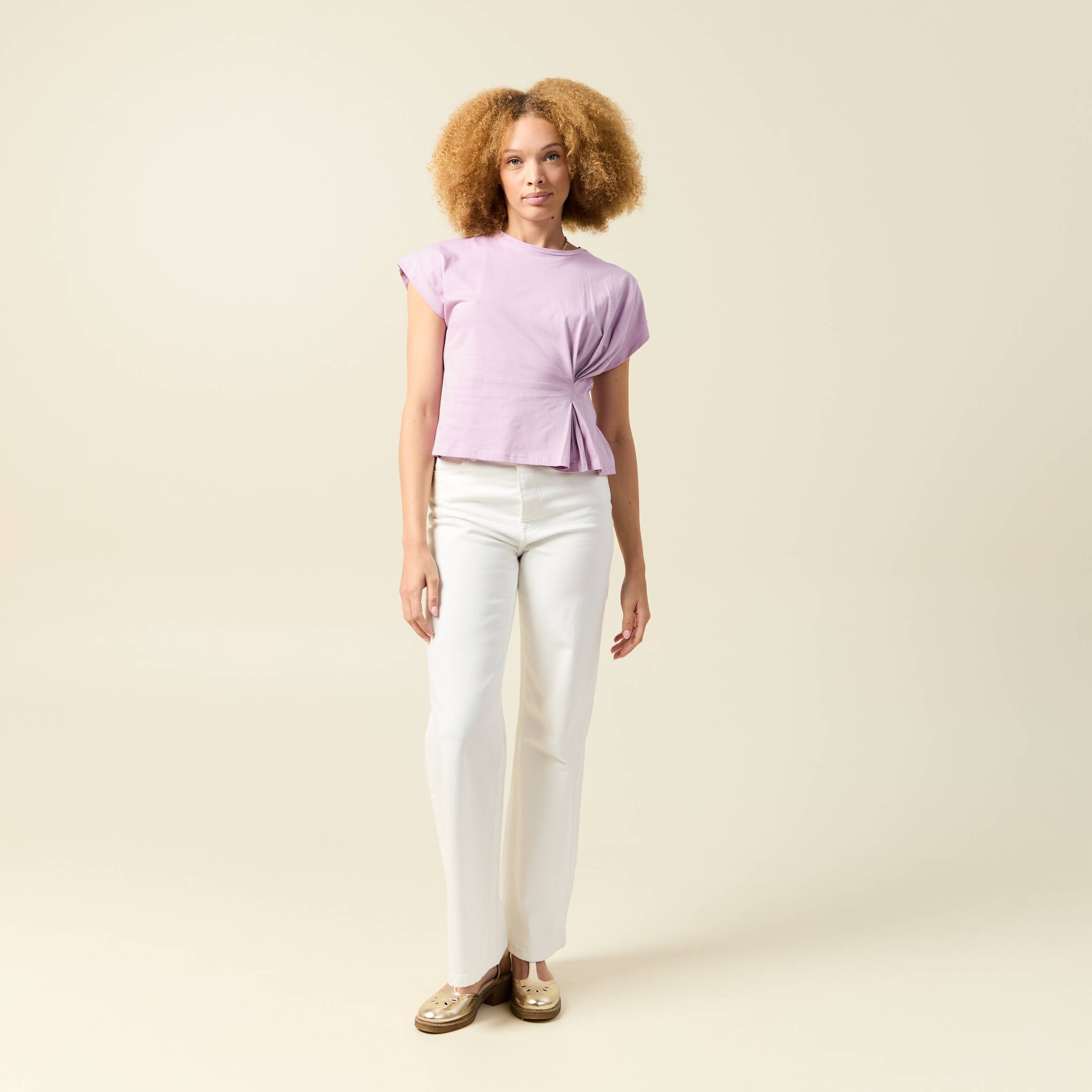 T-shirt manches courtes mauve femme