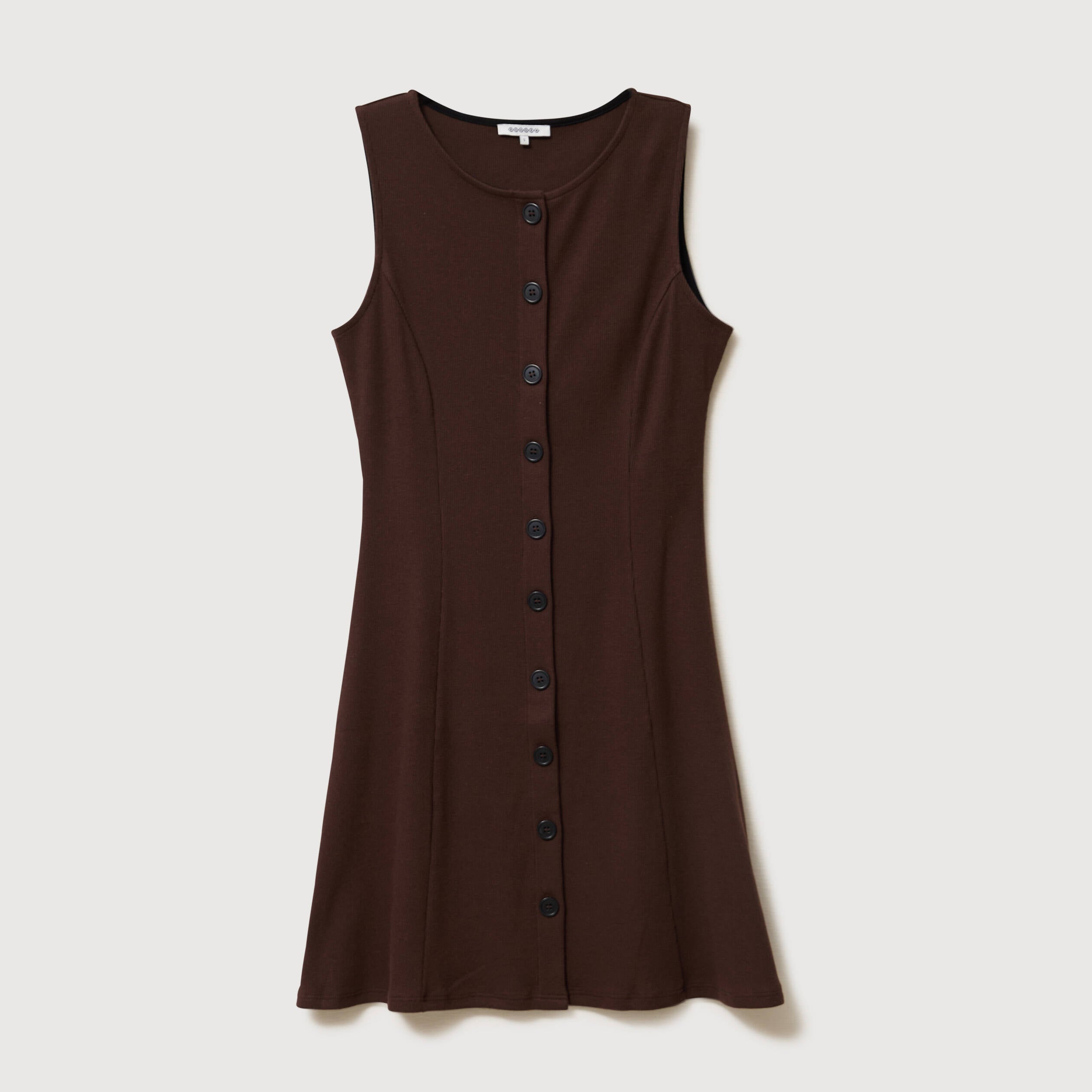 Robe sans manches en maille col rond marron fonc&eacute; femme