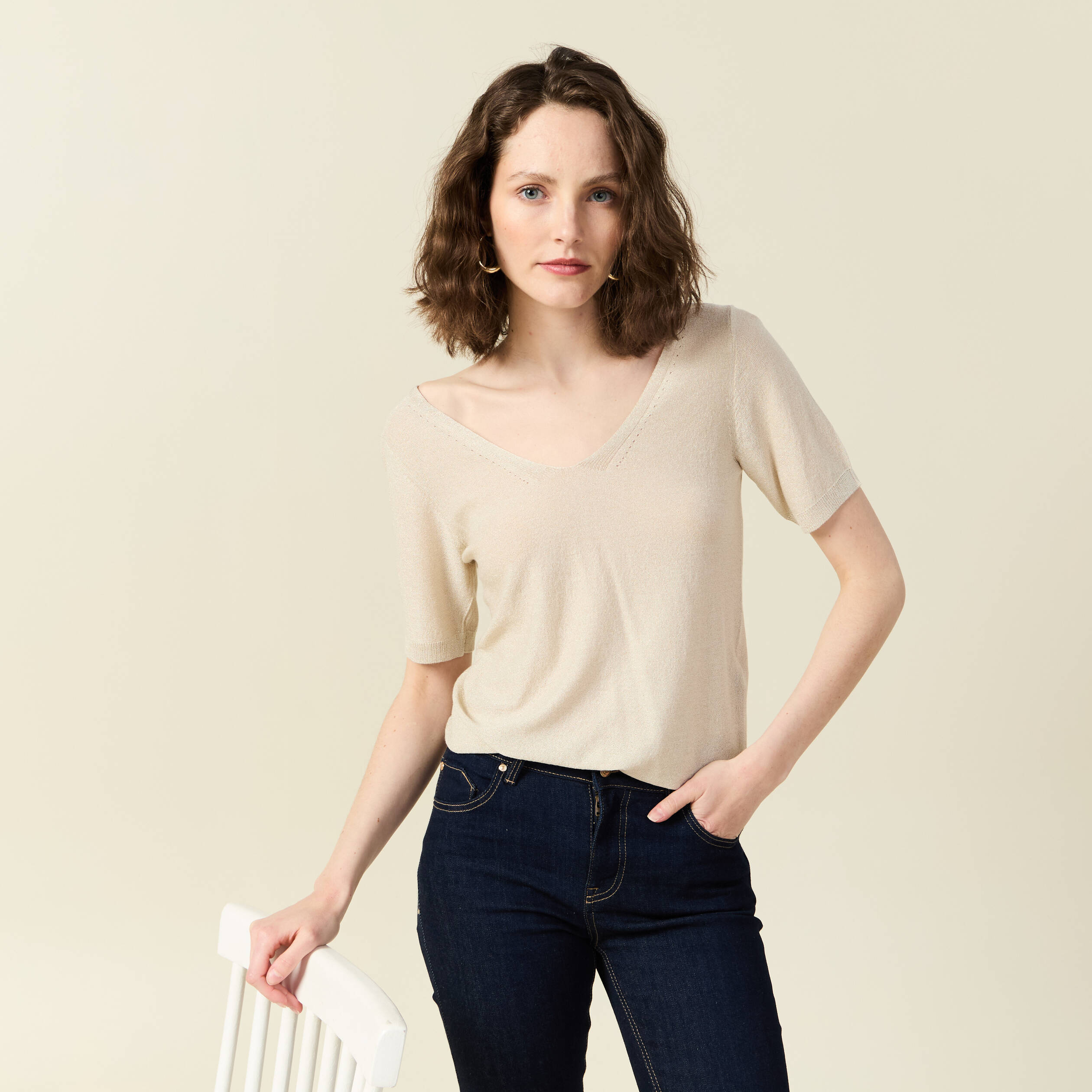 pull manches courtes ecru femme Pull manches courtes ecru femme