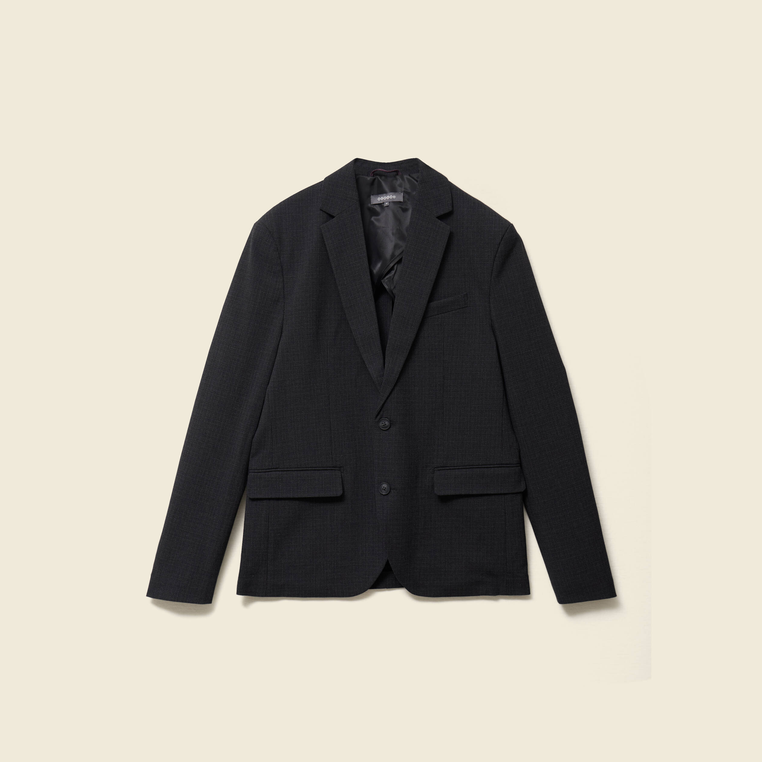 Blazer cintr&eacute; court col tailleur noir homme