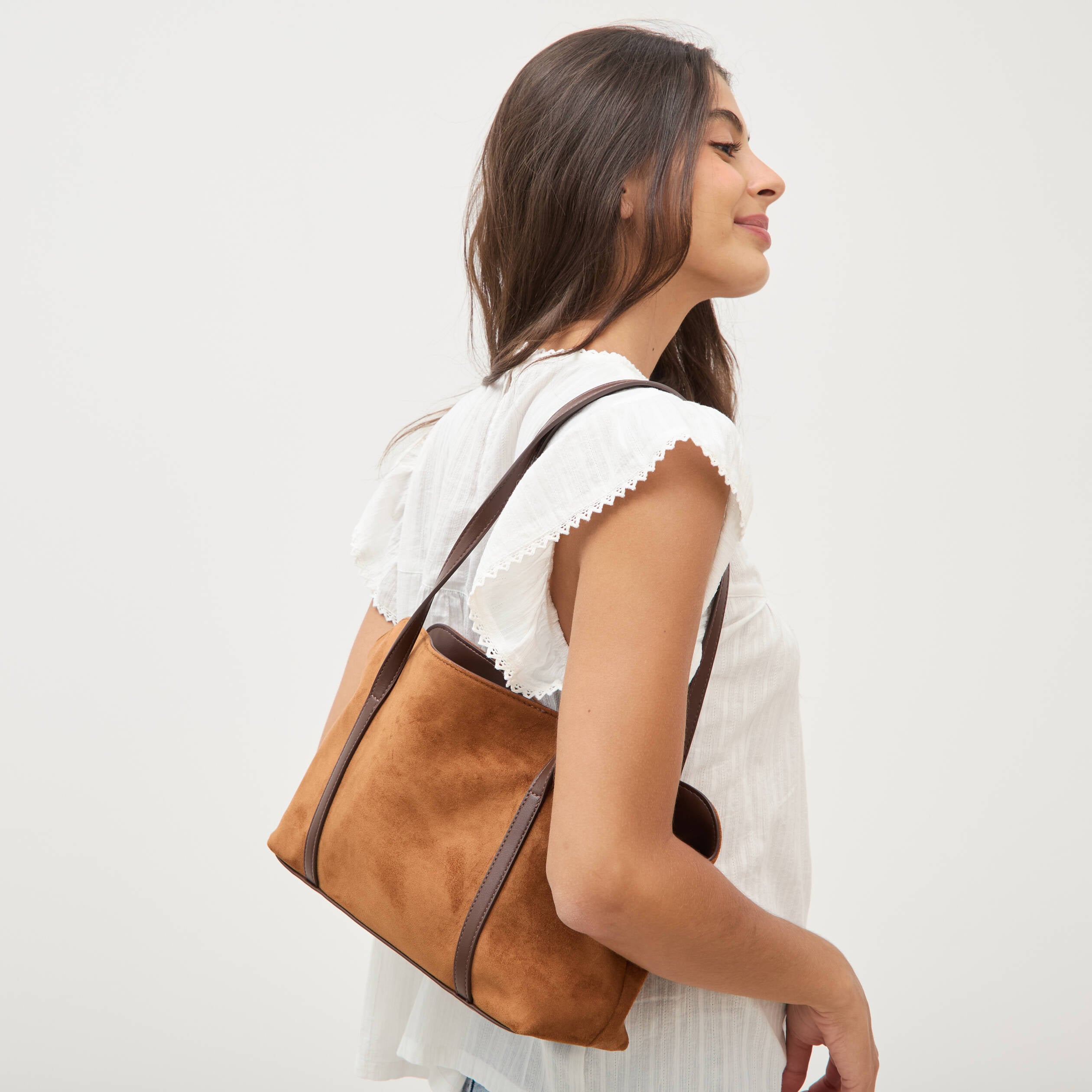 Sac bandouli&egrave;re avec doublure camel femme